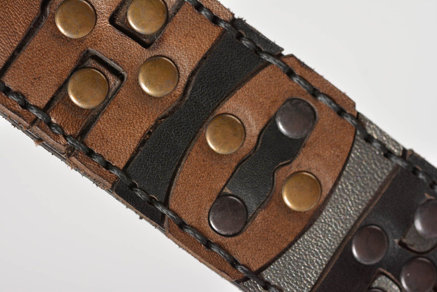 Cinturón de cuero hecho a mano ropa masculina de estilo accesorio de moda foto 4