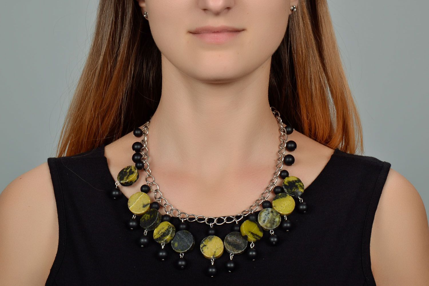 Dark green handmade necklace  photo 1