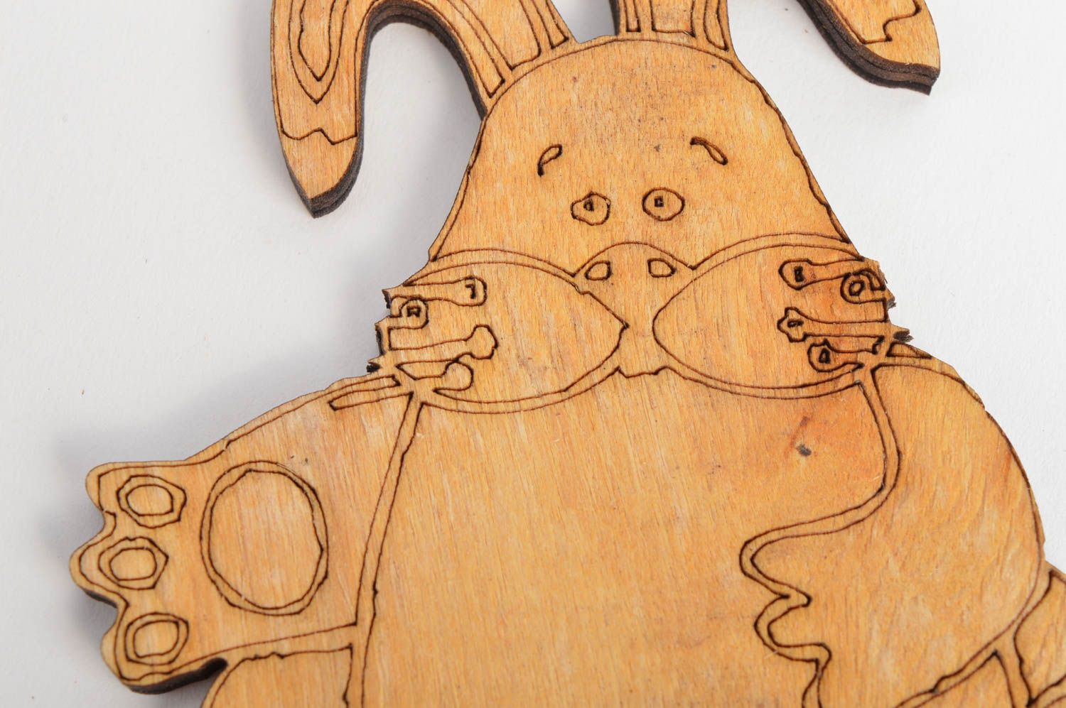 Forme en bois lièvre à décorer et peindre faite main originale avec contours photo 4