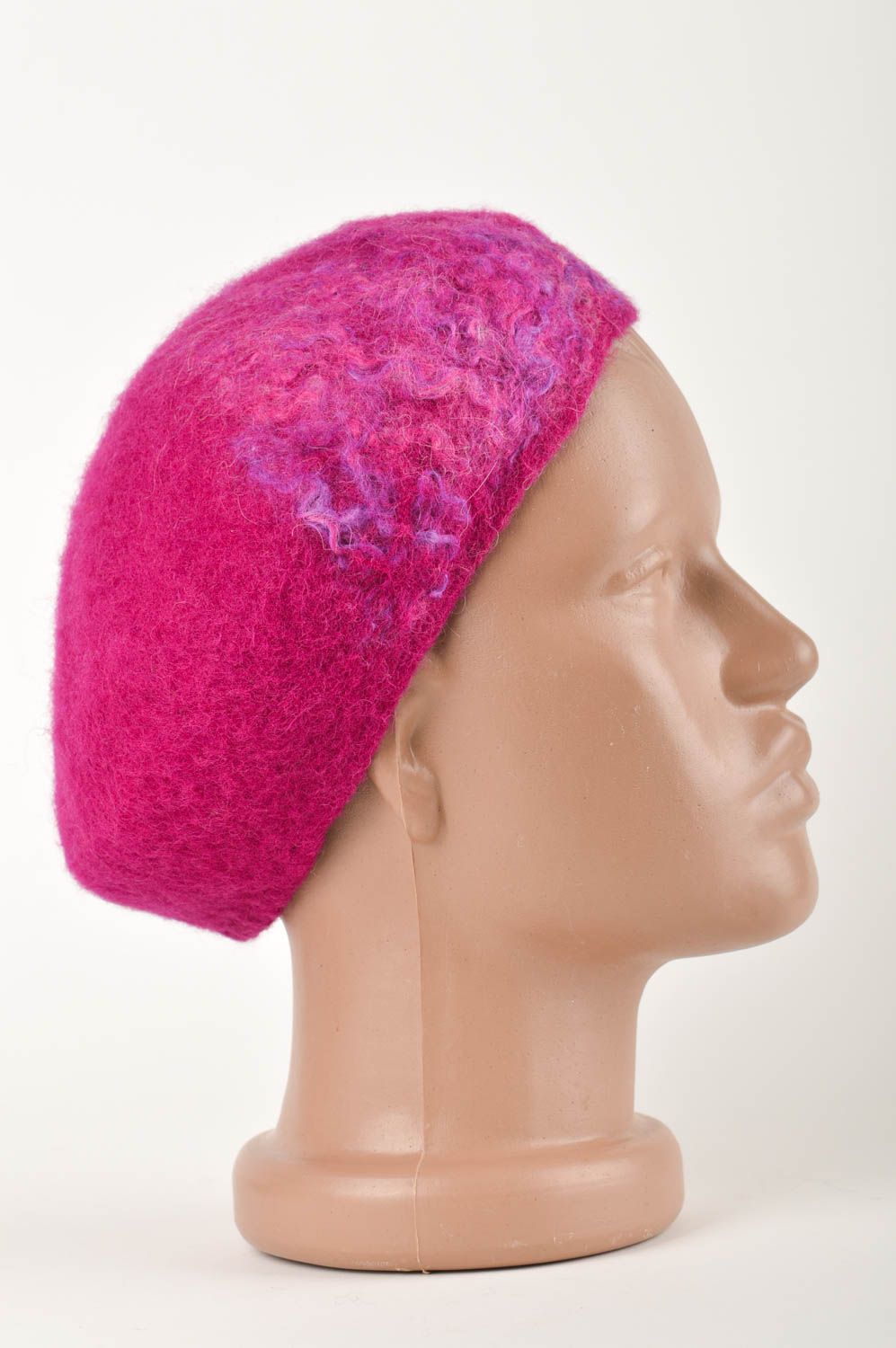Handmade bright designer headwear unusual female beret cute warm cap photo 2