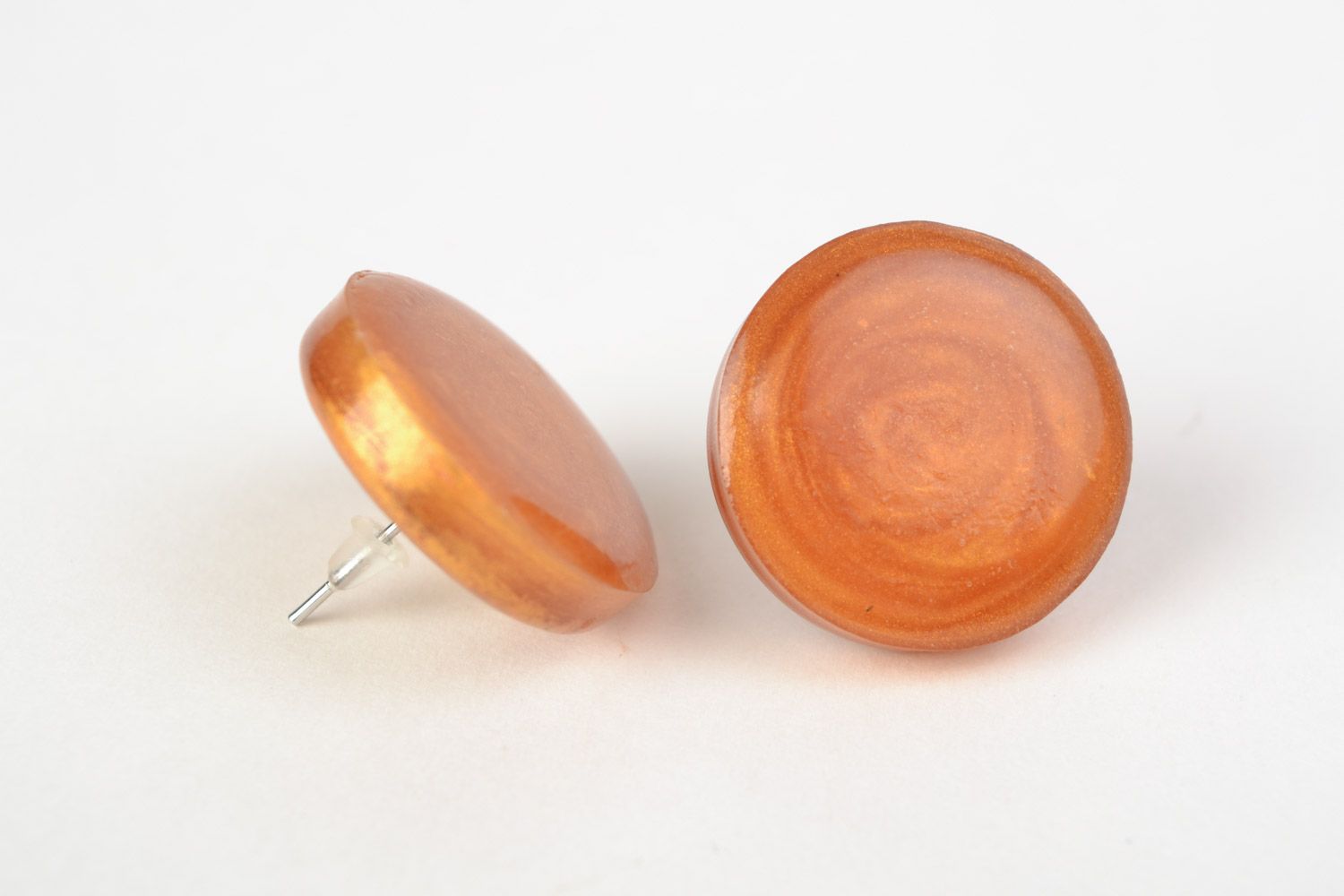 Orange handmade molded jewelry glaze stud earrings for girls photo 5