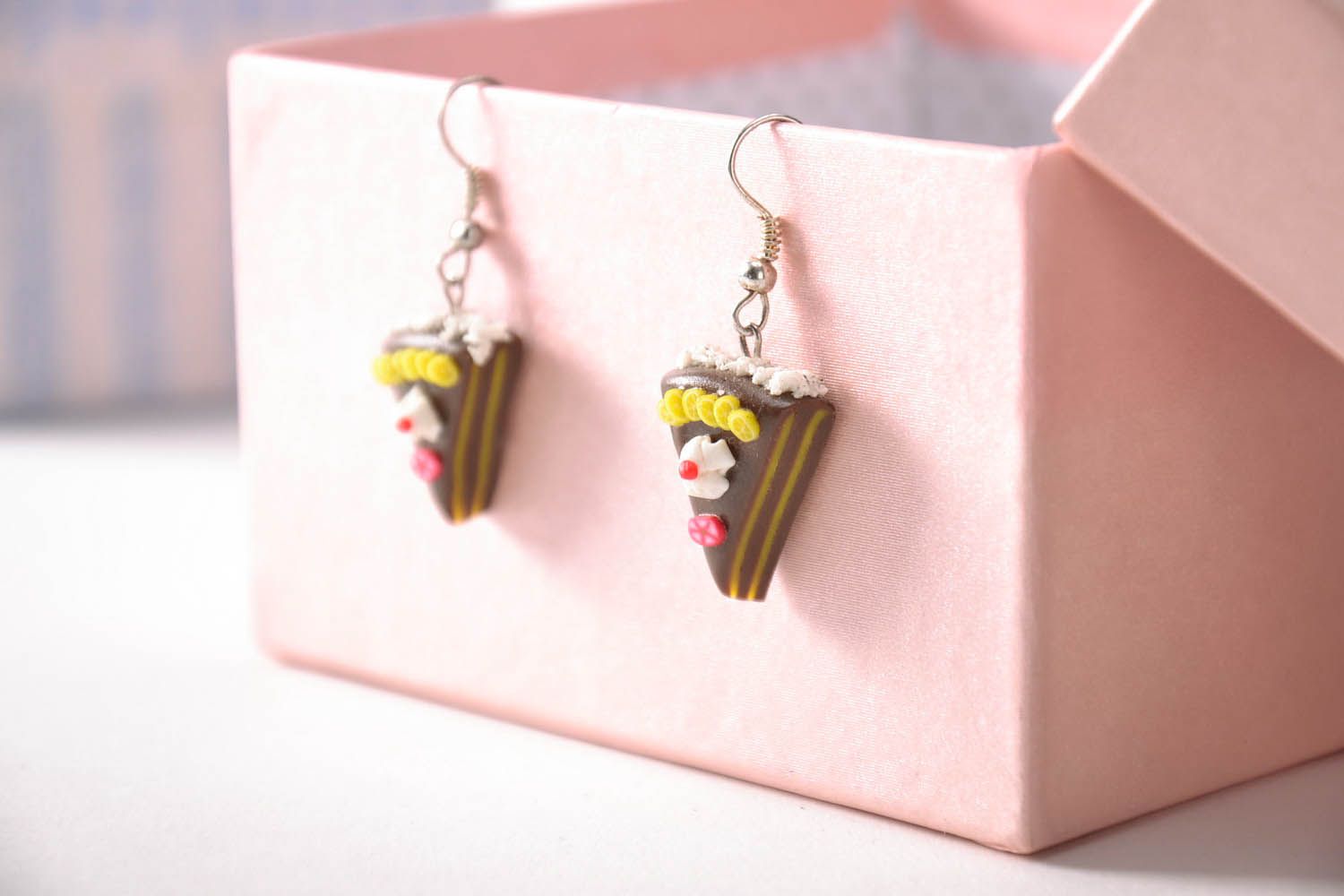 Earrings Made of Polymer Clay Cake photo 3