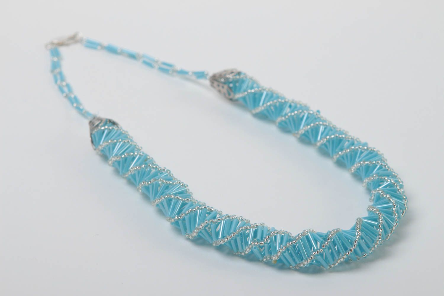 Handmade Damen Collier Rocailles Kette Halsketten Damen Halsketten Frauen blau foto 3