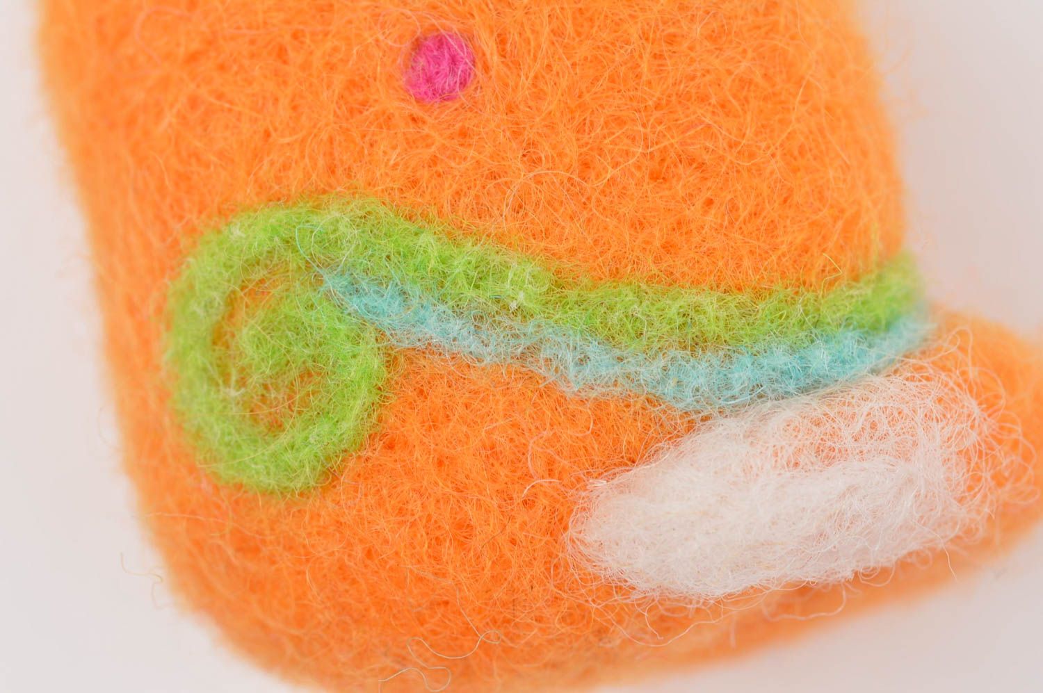Игрушка ручной работы игрушка из валяной шерсти игрушка котик оранжевый фото 5