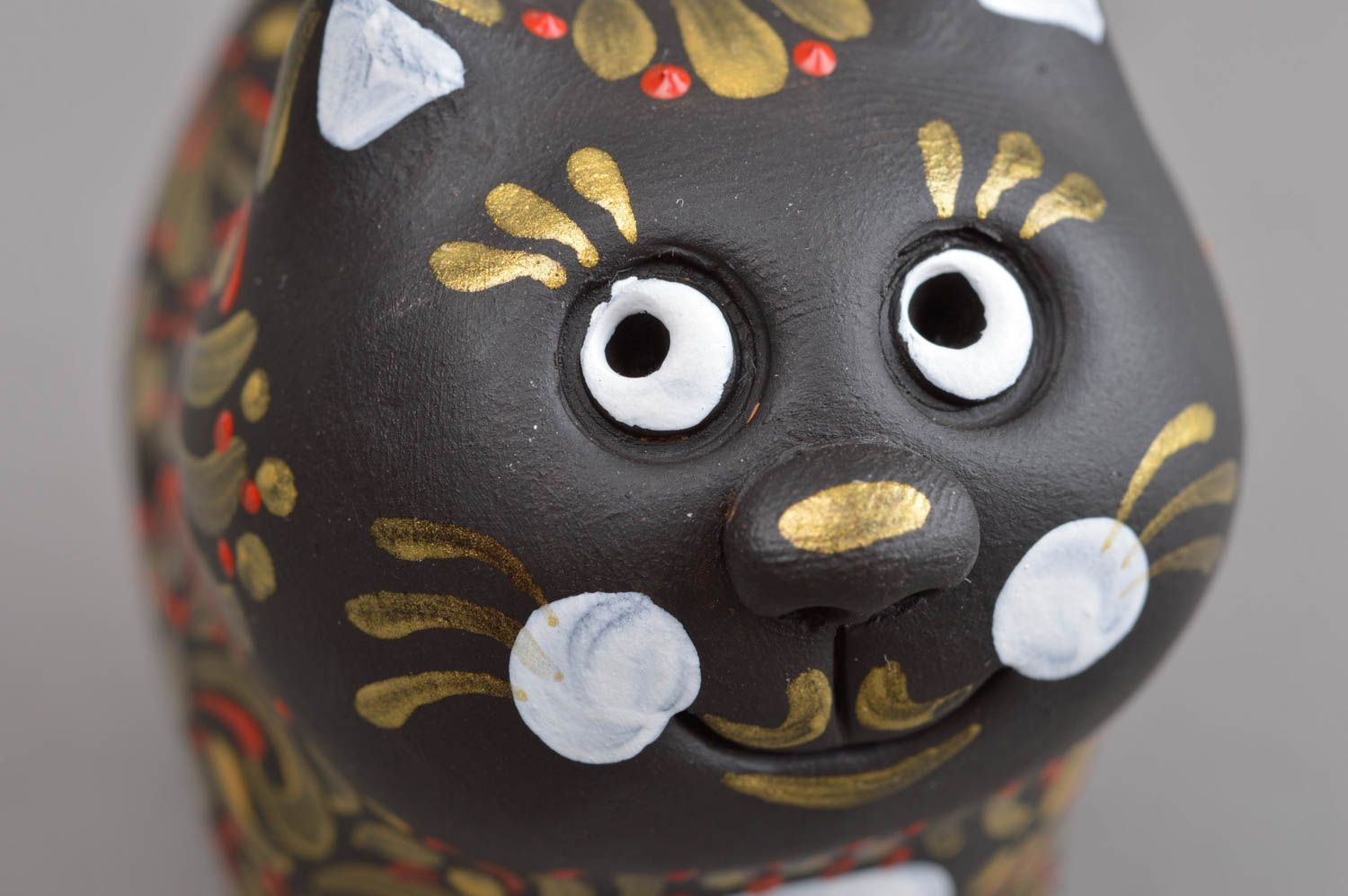 Handmade Ocarina Instrument schwarze Katze Flöte aus Ton Dekoration Figur  foto 5
