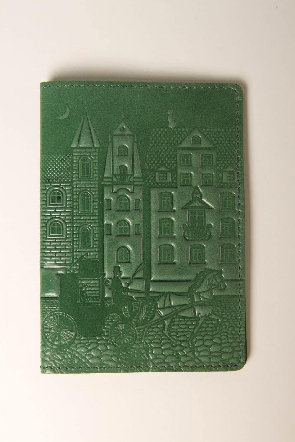 Аксессуар из кожи хенд мейд зеленая обложка на паспорт оригинальный подарок фото 2
