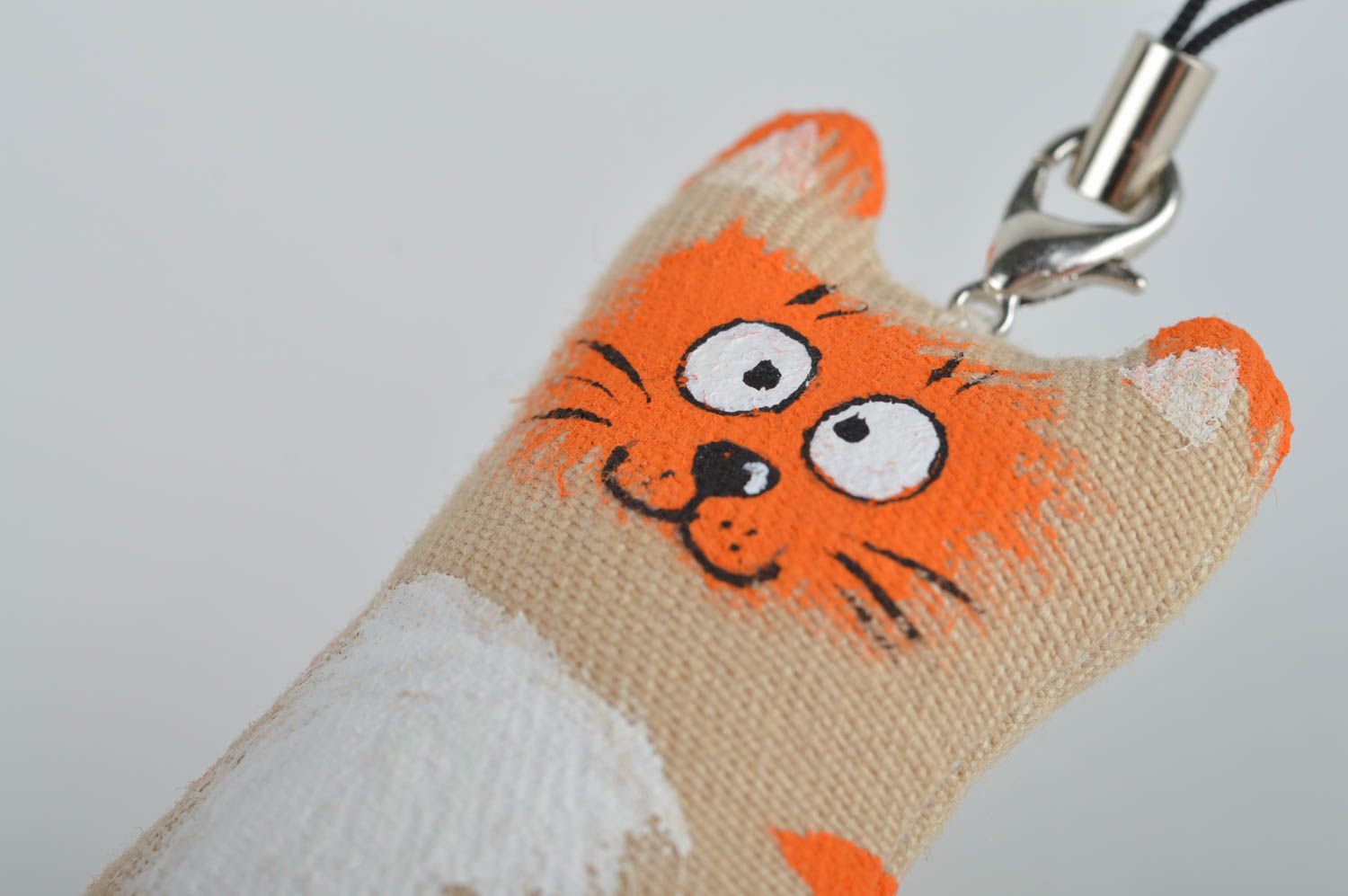 Handmade Handy Anhänger Stoff Tier Designer Schlüsselanhänger Katze lustig  foto 5
