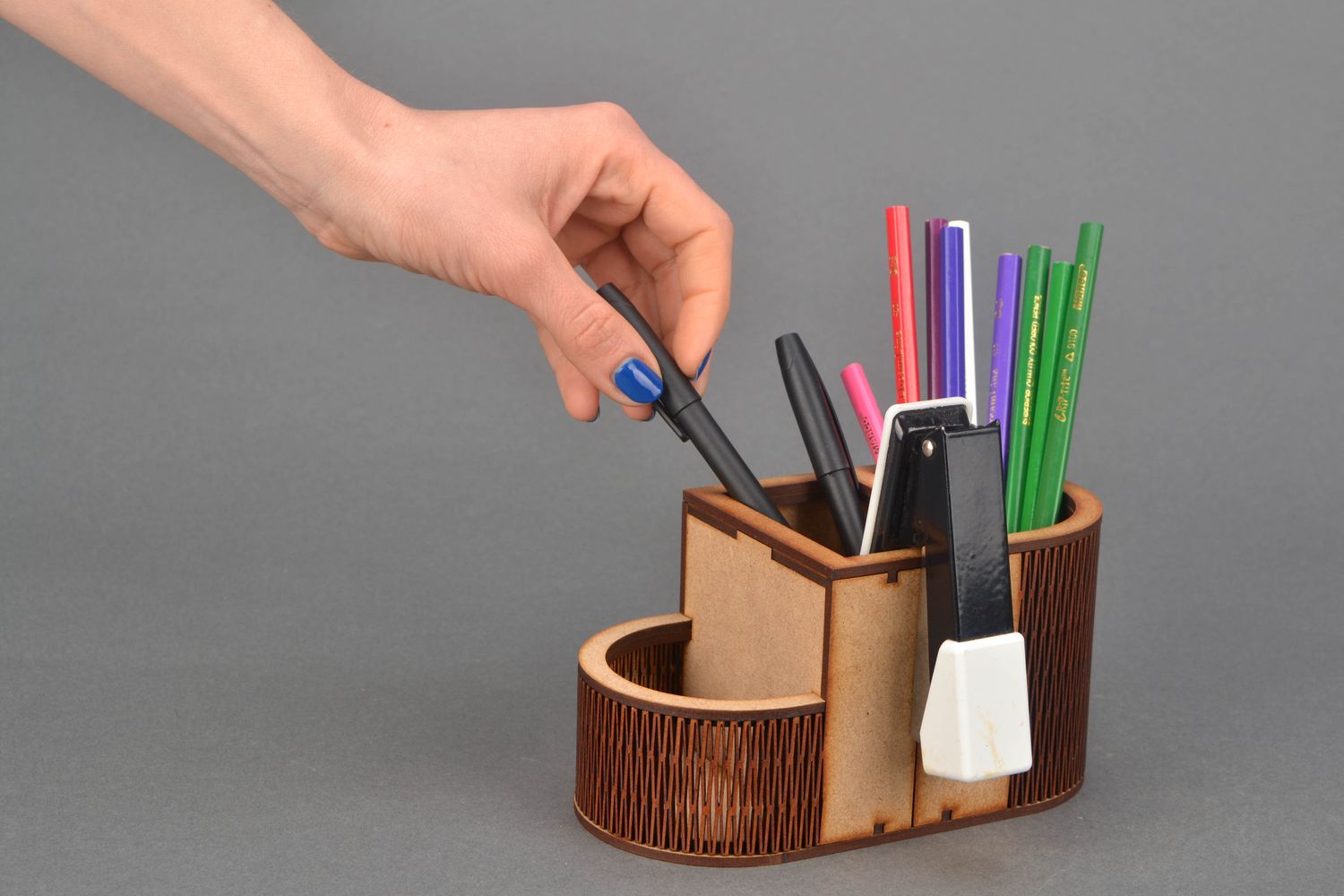 Soporte de madera de MDF para bolígrafos para pintar Escalones foto 2