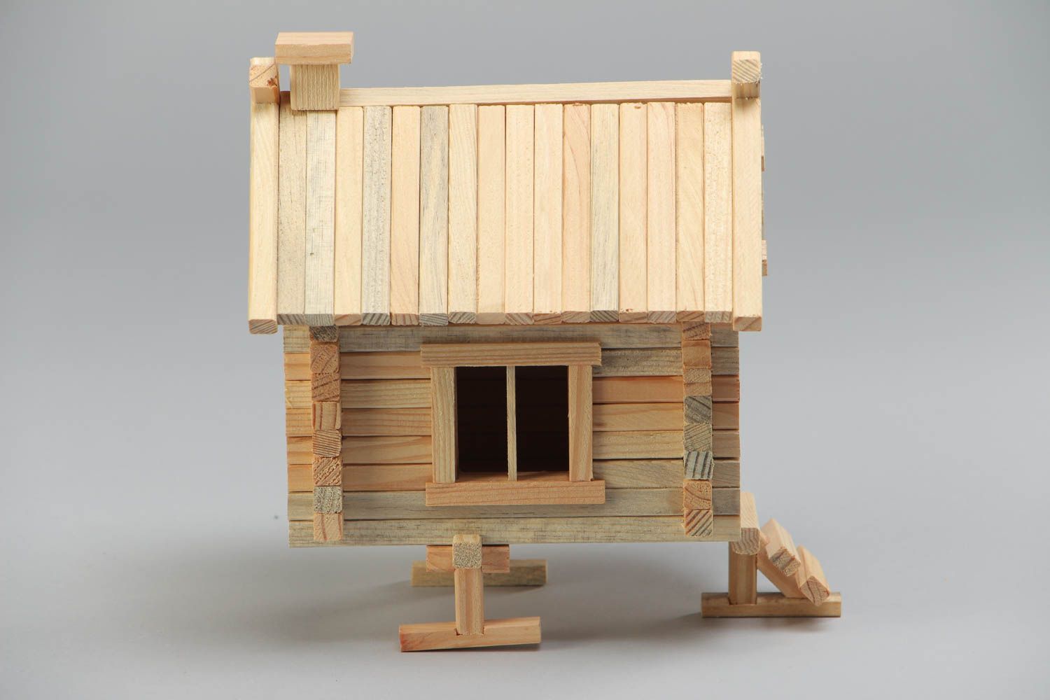 Jeu de construction de maison en bois 102 pièces fait main jouet d'éveil photo 2