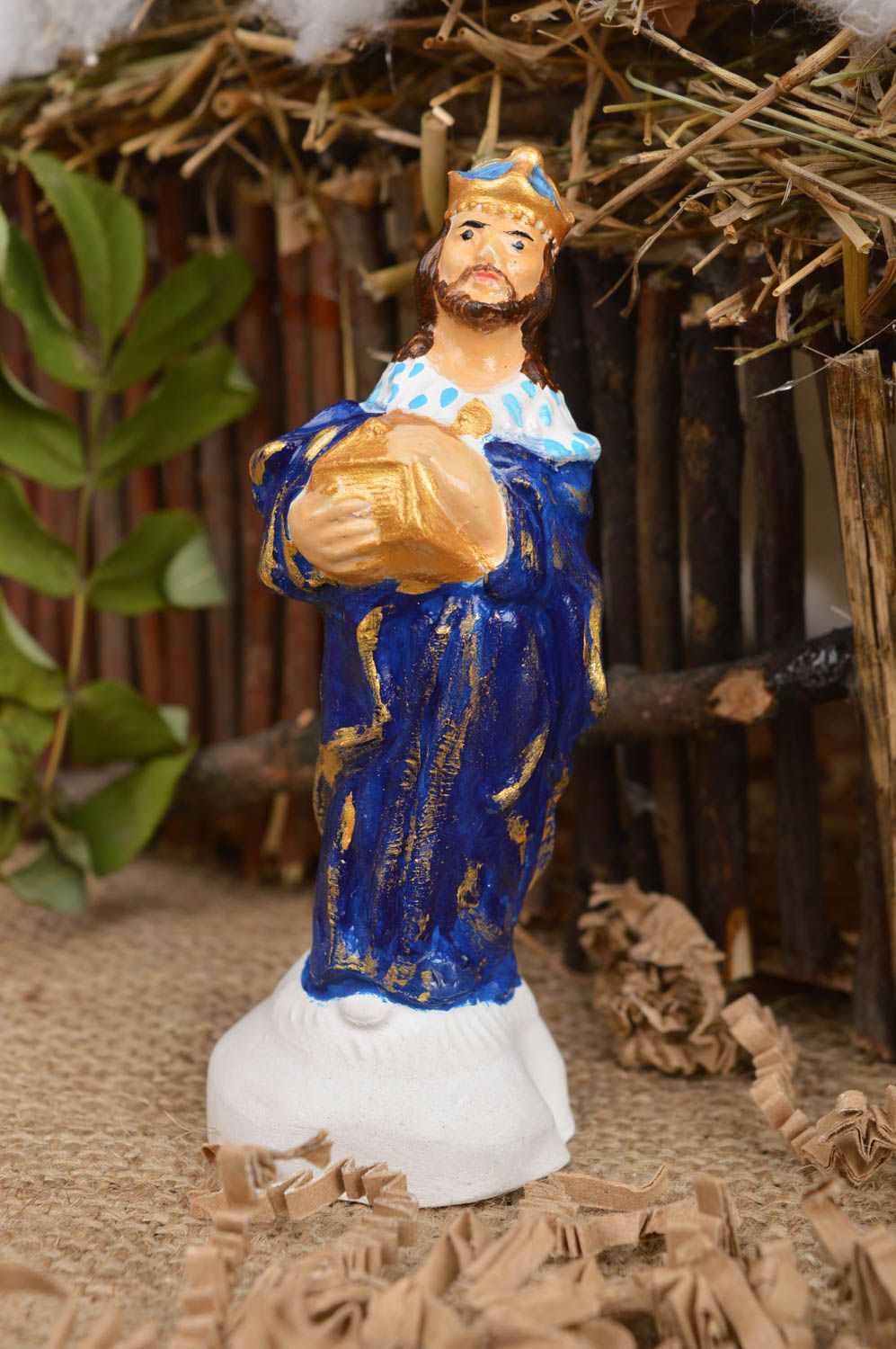 Figurita de belén figura artesanal de yeso belenes de navidad Rey mago foto 1