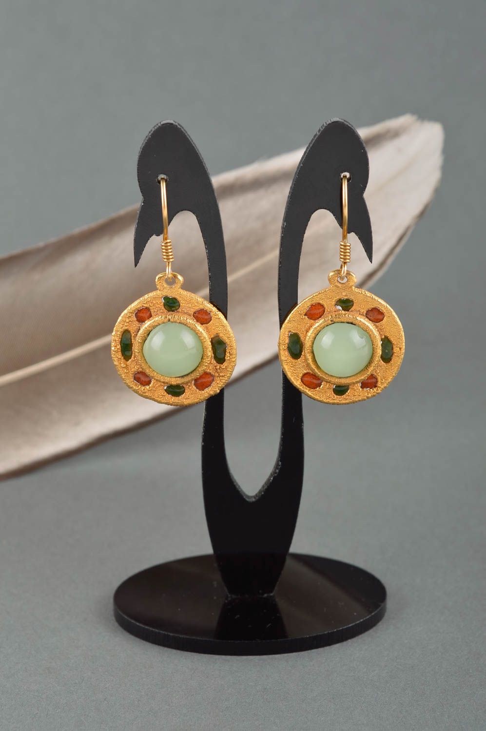 Unusual handmade gemstone earrings copper earrings metal earrings fashion trends photo 1
