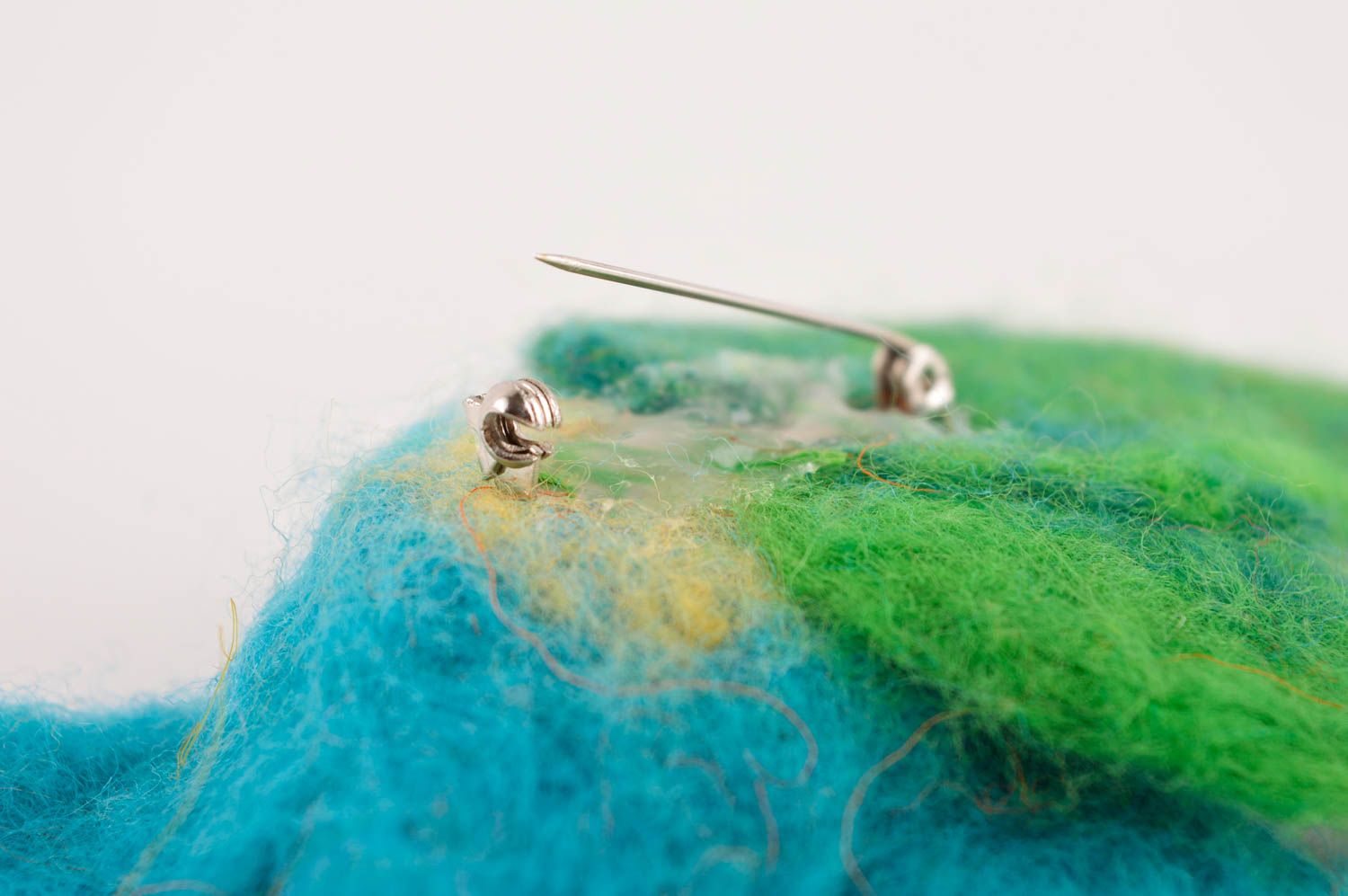 Handmade Brosche Blume Accessoire für Frauen Mode Schmuck aus Wolle gefilzt blau foto 5