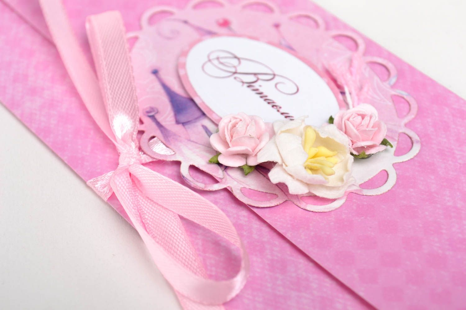Handmade pink tender postcard designer stylish postcard elegant souvenir photo 2
