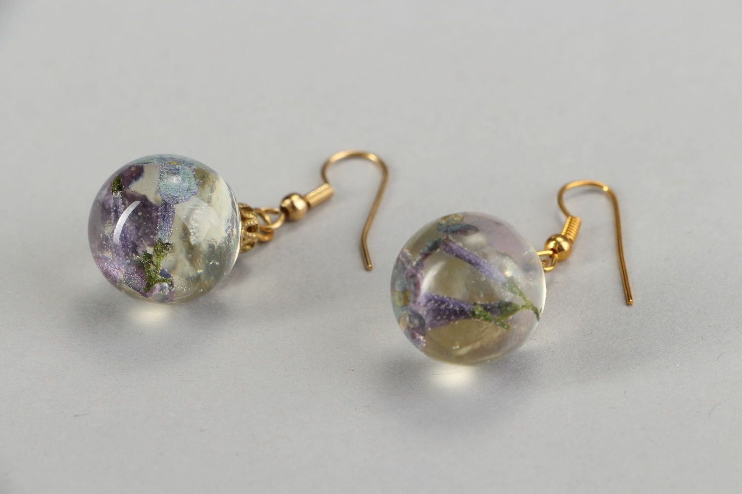Earrings Lilac in ball photo 1