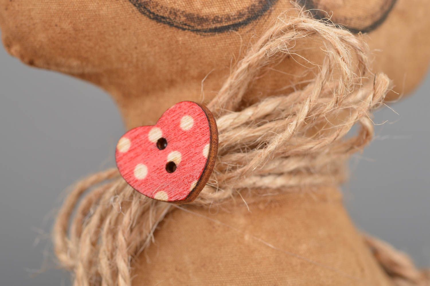 Chat en tissu fait main en coton marron décoration textile originale jouet photo 4