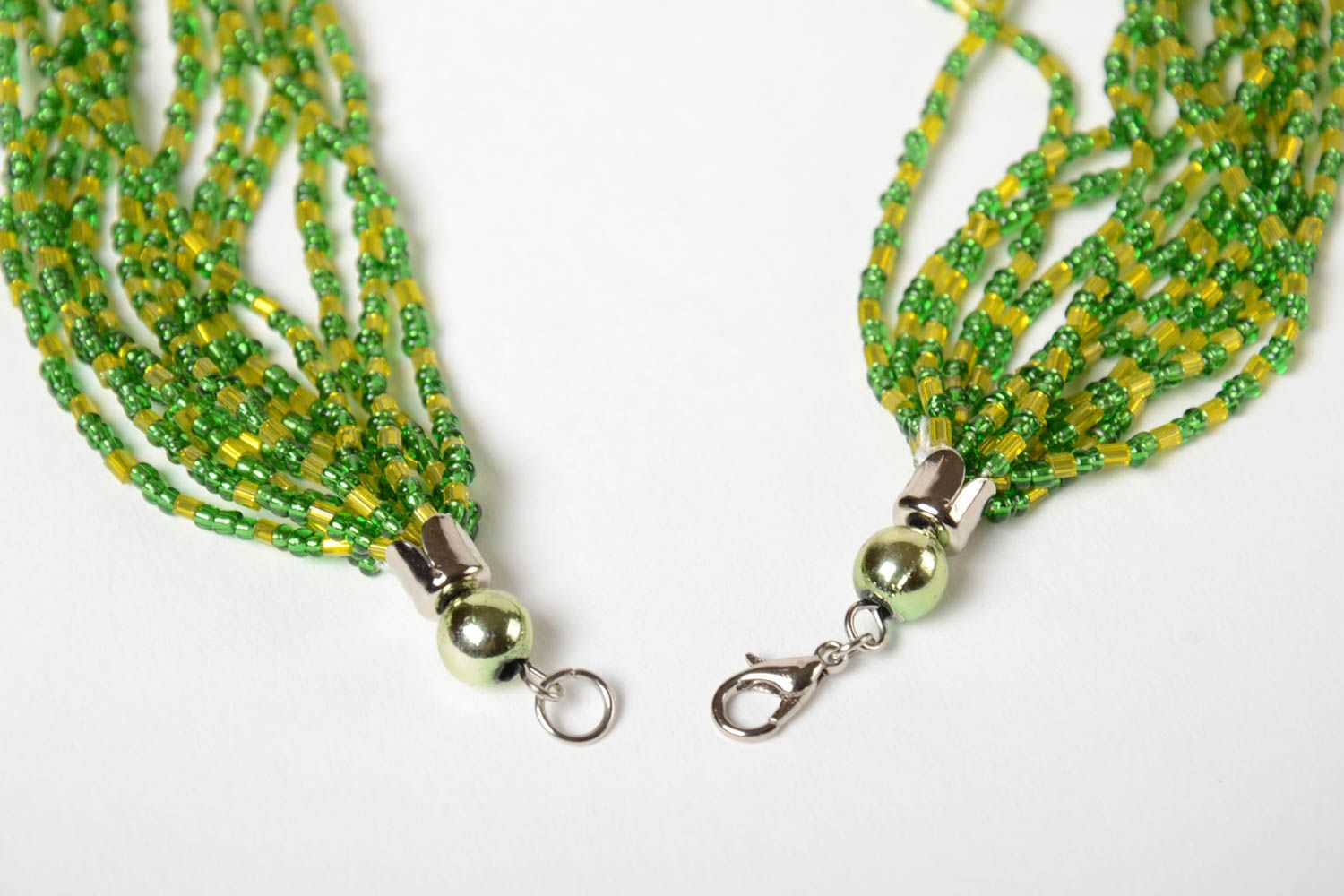 Collier multirang vert Bijou fait main Cadeau femme long en perles de rocaille photo 4