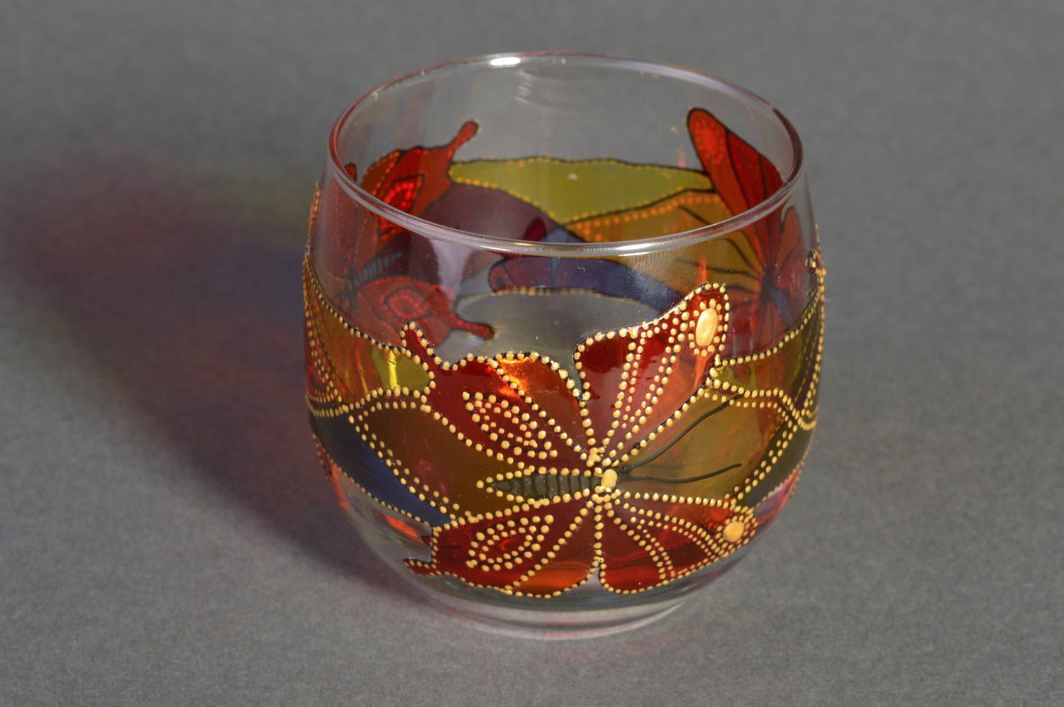 Candelero de cristal con pintura de vitral hecho a mano para una vela decoración foto 5