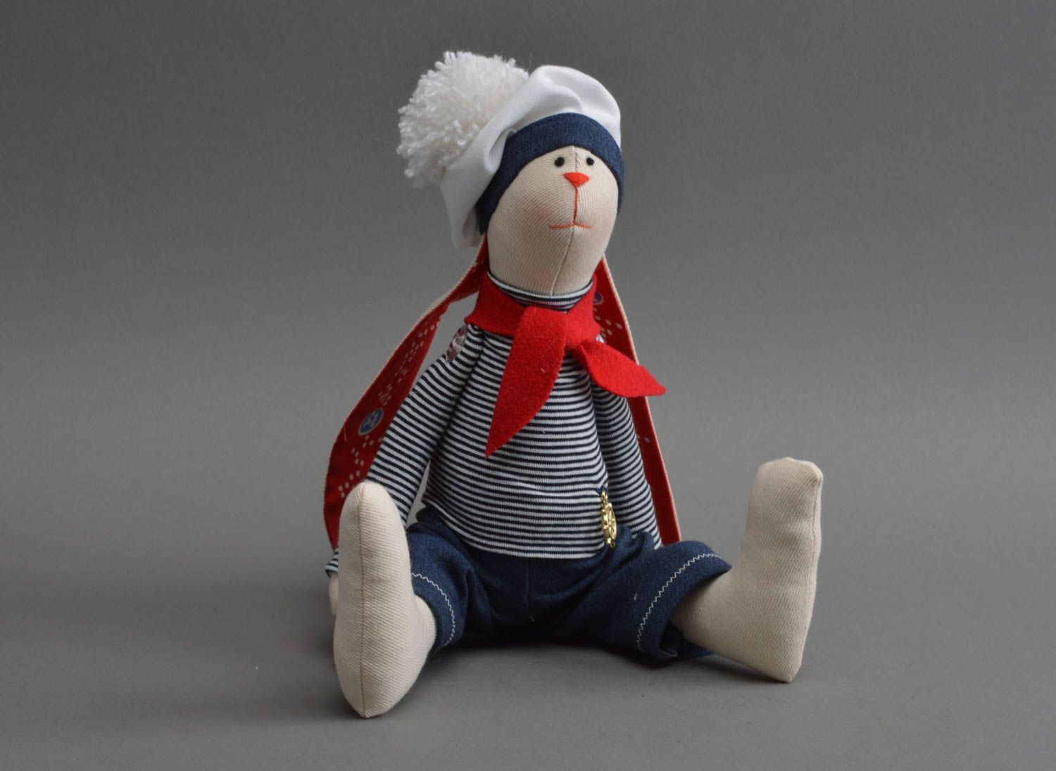 Peluche lapin fait main Jouet pour enfant Cadeau original cousu en coton photo 4