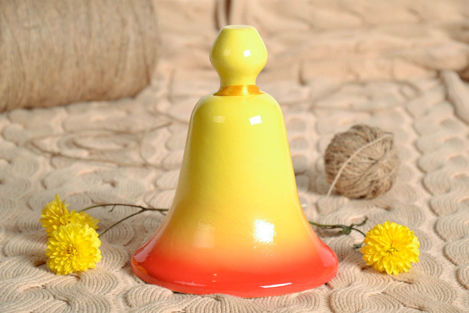 Yellow and red clay bell  photo 1