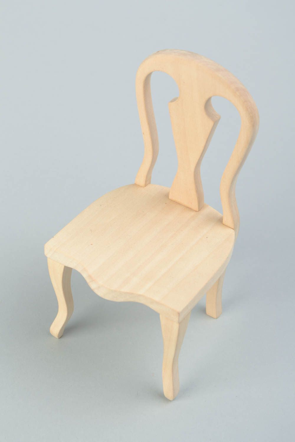 Handmade unfinished wooden doll furniture chair craft blank for creative work photo 1