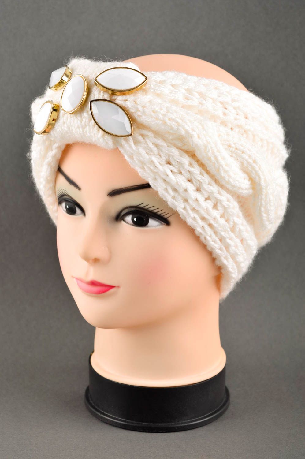 Handmade Kopfbedeckung Chemo Haar Accessoire Turban Chemo Frauen Geschenk weiß foto 1