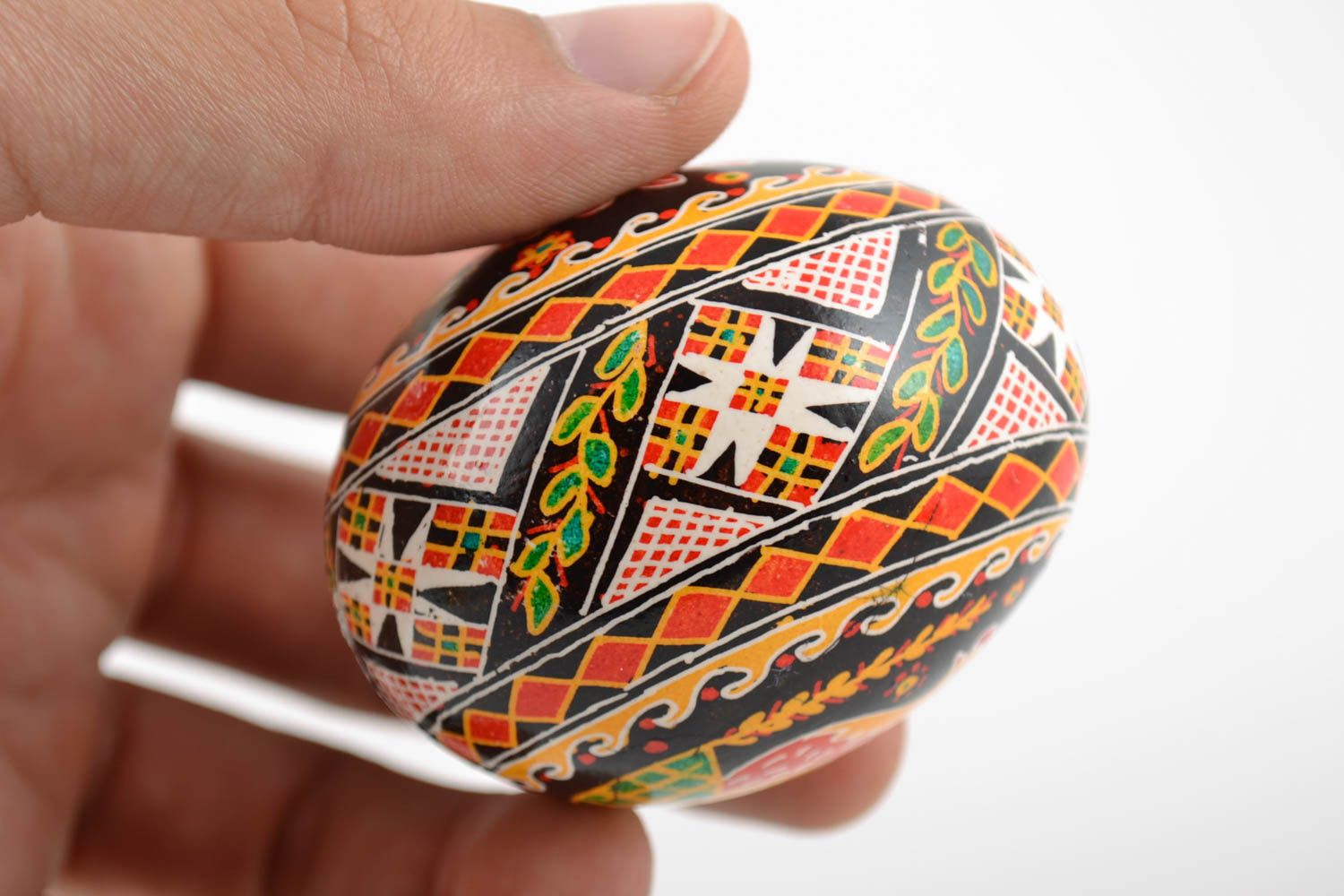 Beautiful handmade painted Easter egg with chicken and other symbols  photo 2