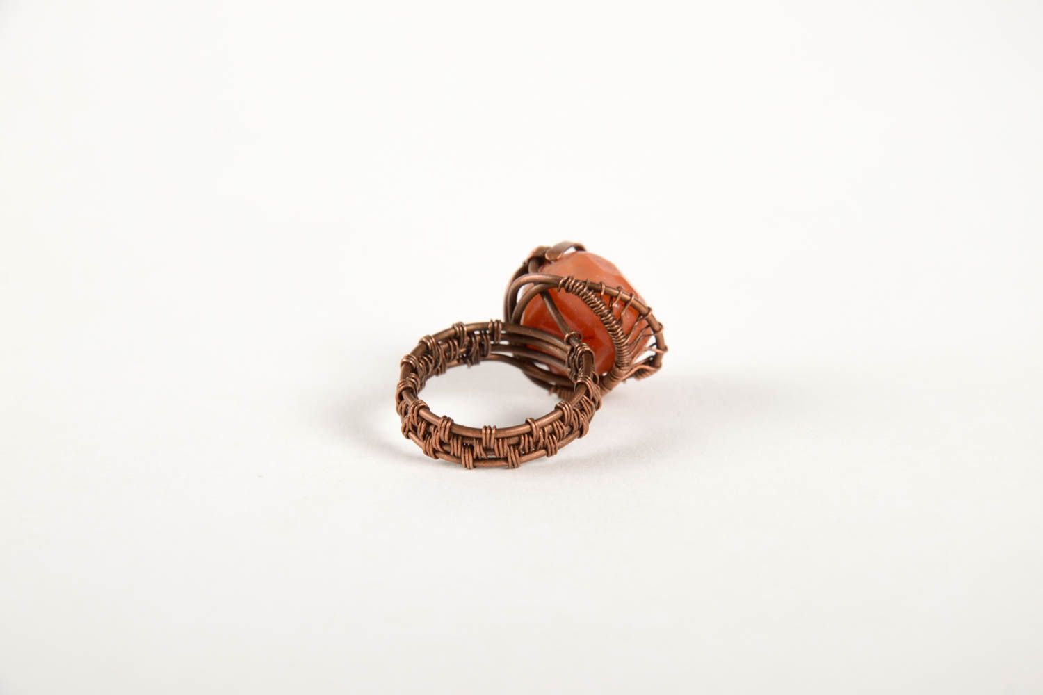 Handmade designer metal ring stylish designer jewelry ring with natural stone photo 4