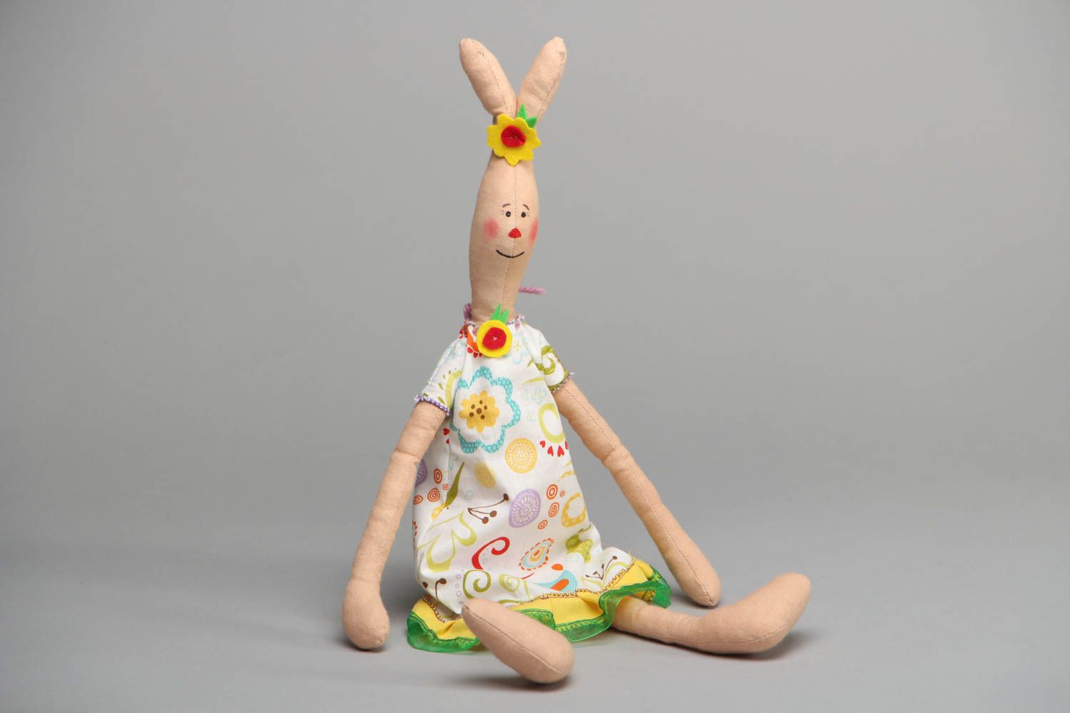 Мягкая игрушка текстильная кукла ручной работы Заяц фото 1