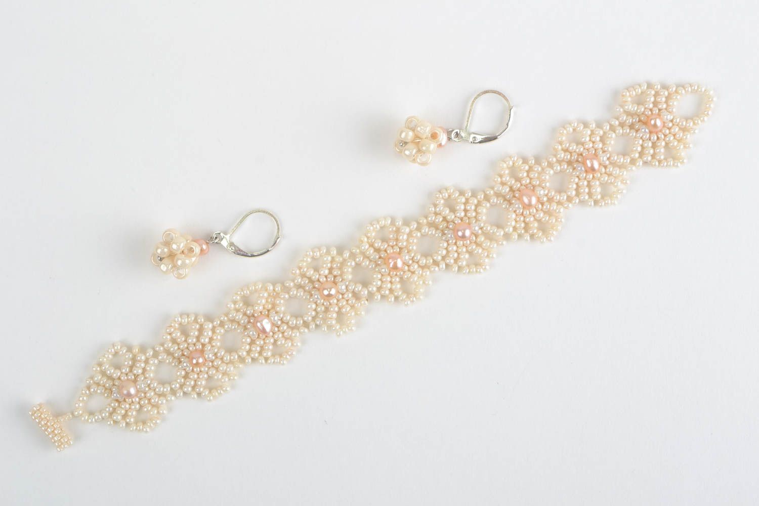 Stylish bijouterie set handmade bracelet and earrings jewelry designer present photo 4