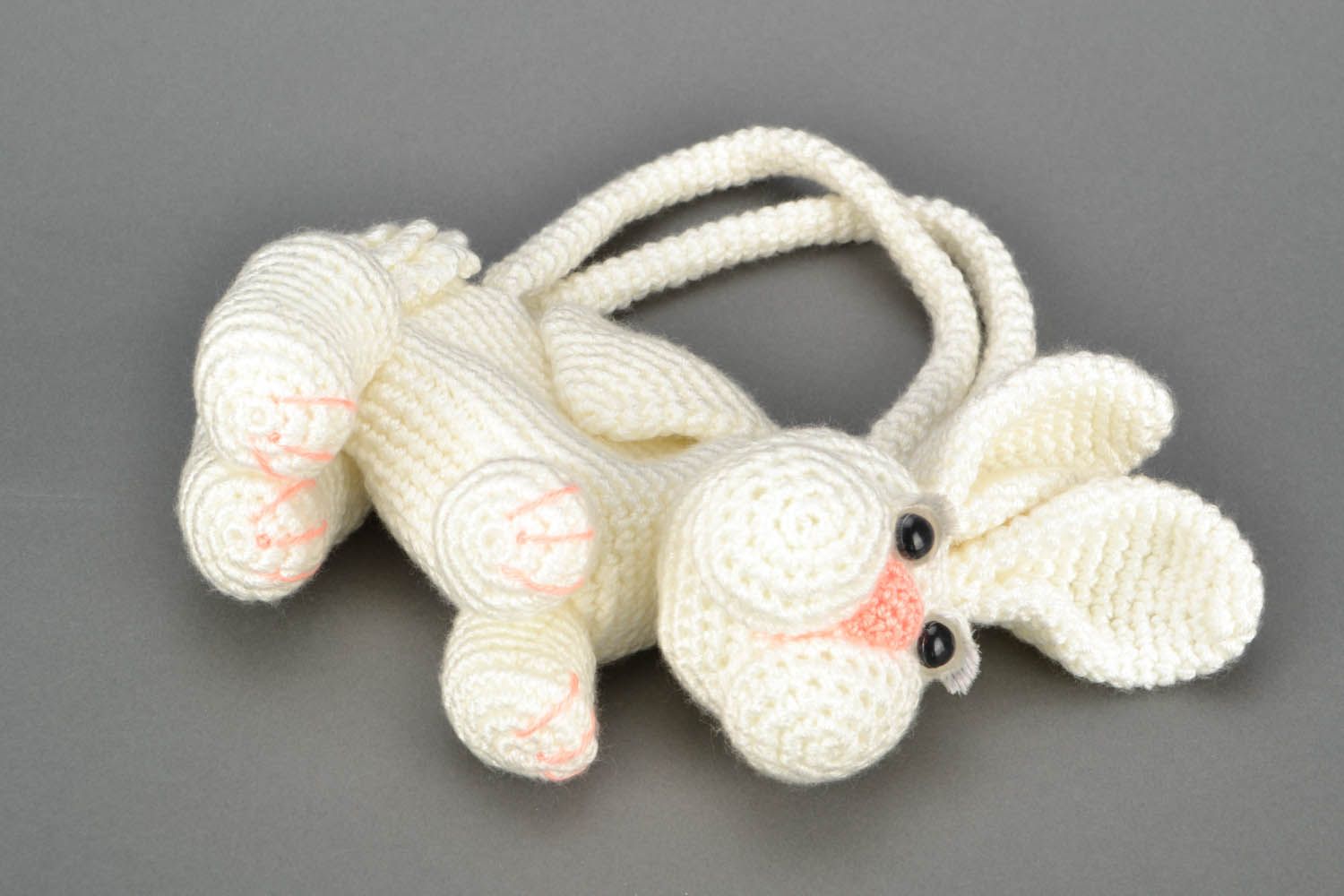 Bolsa coelho das crianças tricotada de fios de acrílico foto 4