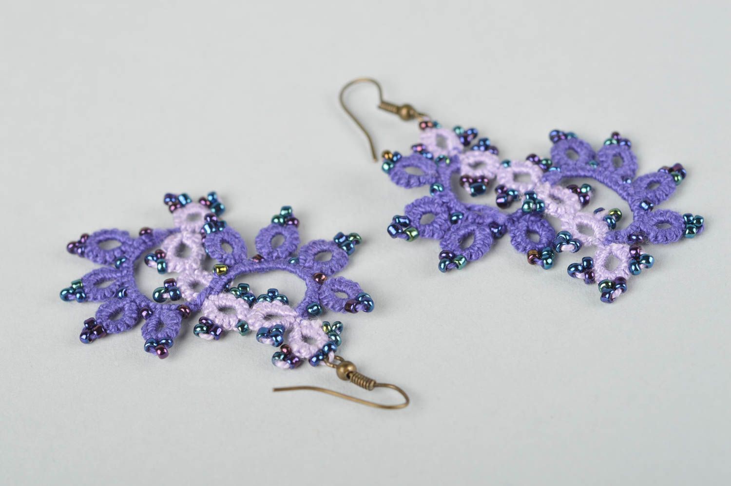 Unusual handmade woven thread earrings beaded earrings beautiful jewellery photo 5