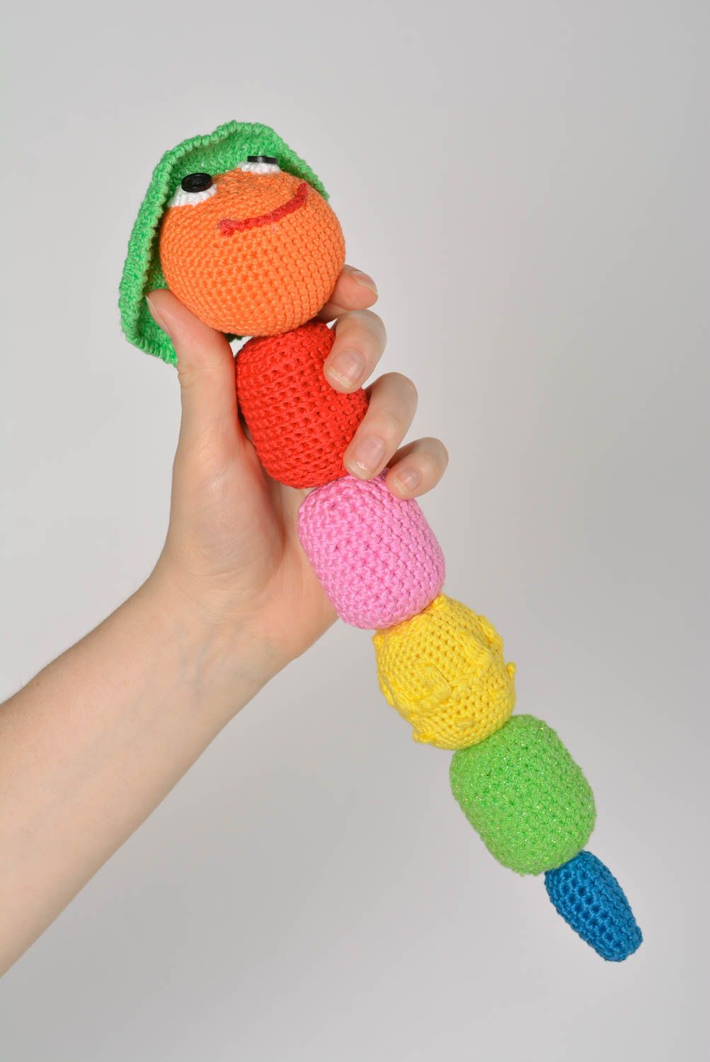 Handmade rattle designer toy unusual gift baby toy crocheted rattle soft toy photo 4