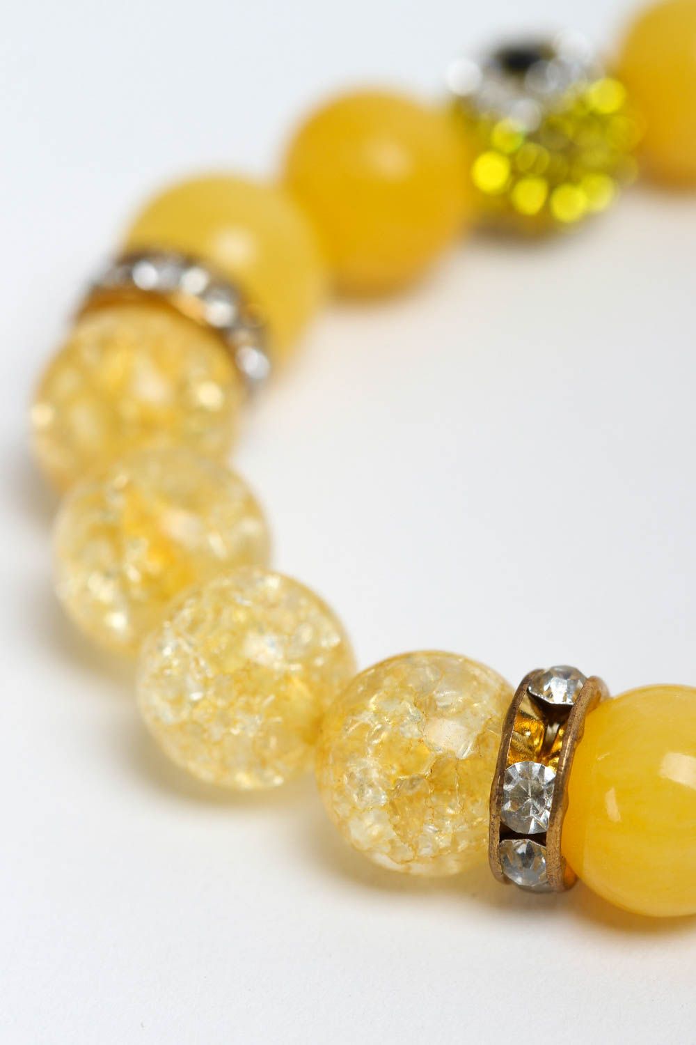 Bracelet en agate cristal de roche Bijou fait main jaune Cadeau pour femme photo 3