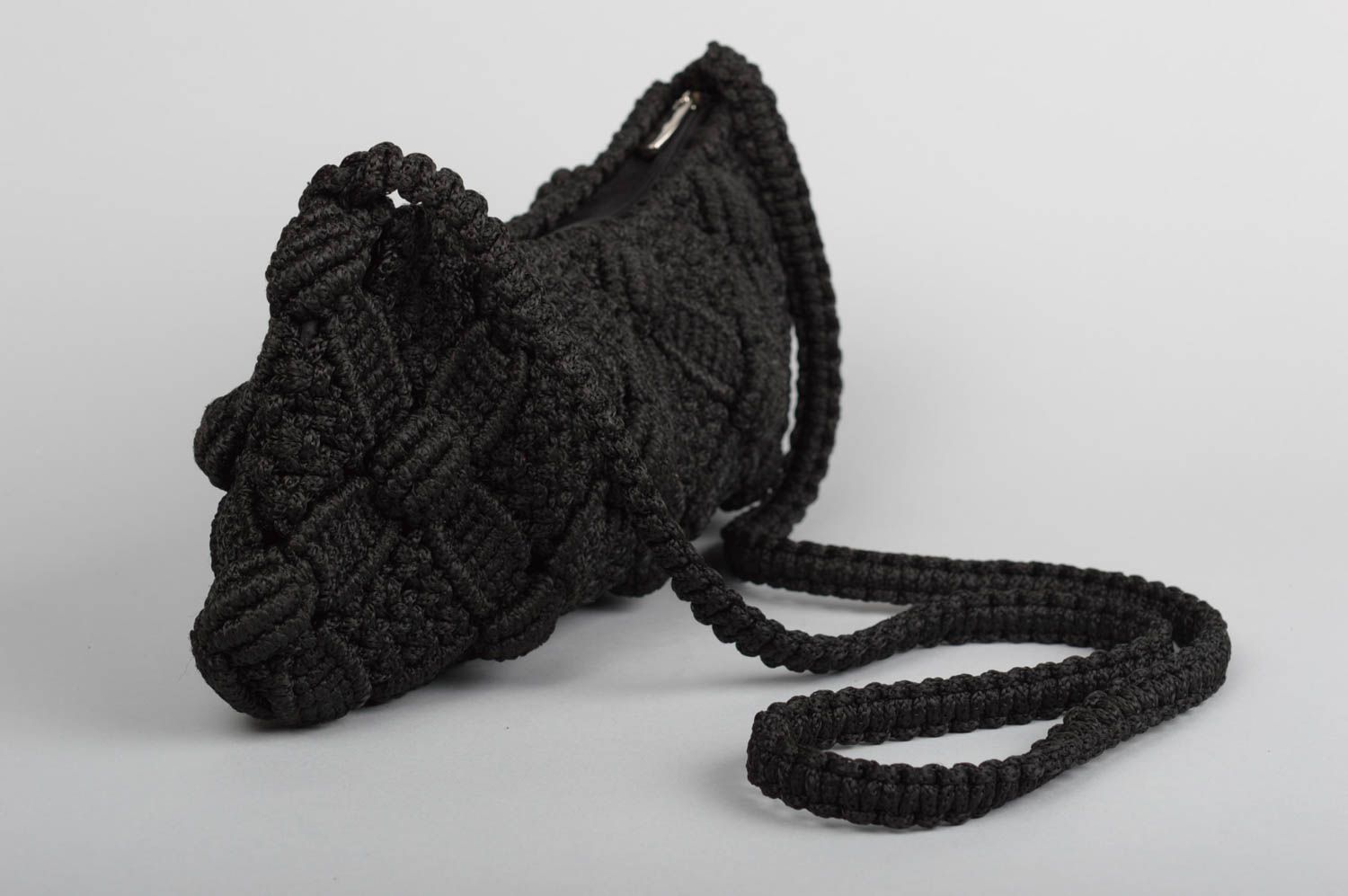 Bolso artesanal de cuerdas color negro regalo para mujeres accesorio de moda foto 2