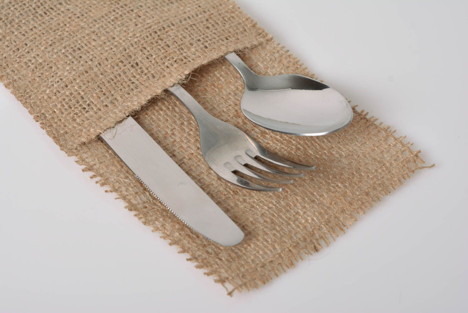 Case for cutlery made of burlap handmade decorative kitchen accessory photo 3