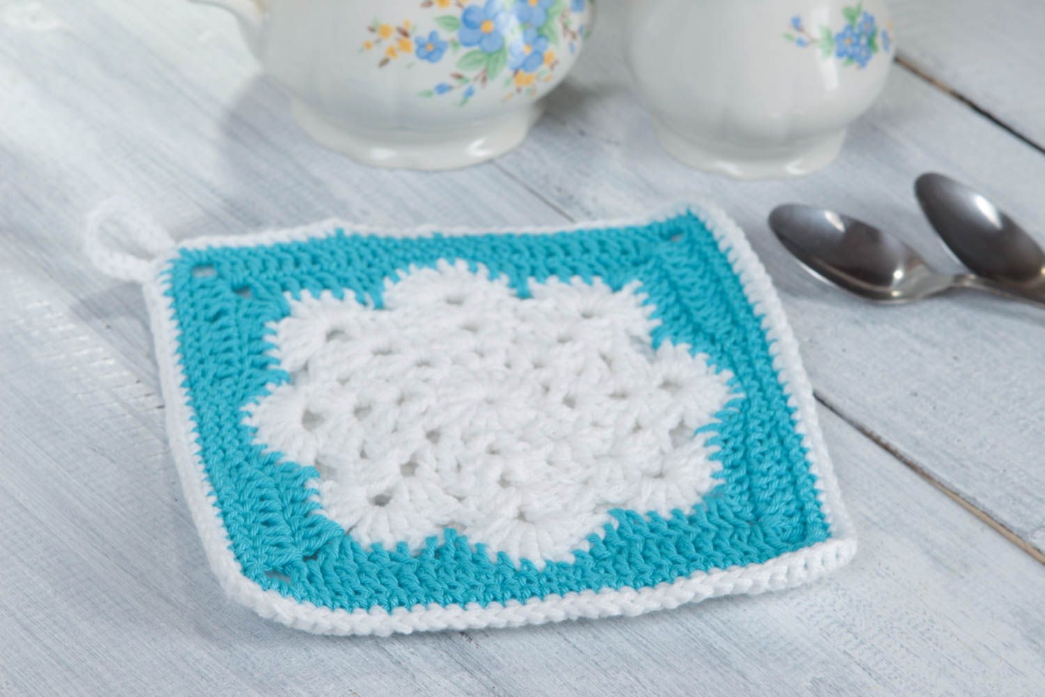Stylish handmade pot holder crochet potholder home textiles kitchen design photo 1