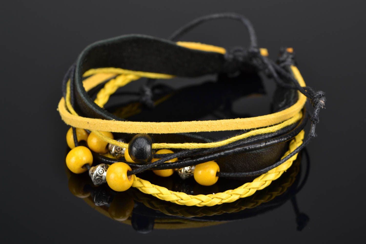 Multirow leather and suede bracelet Unisex photo 1