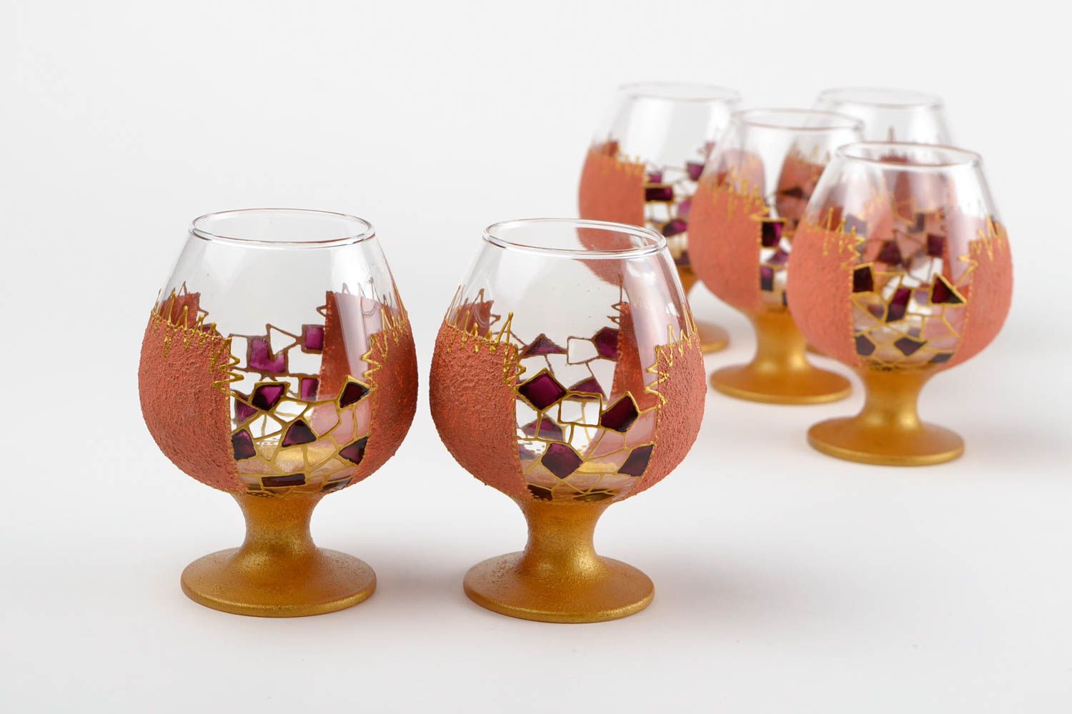 Set of glasses handmade painted glass designer glass tableware home decor photo 5