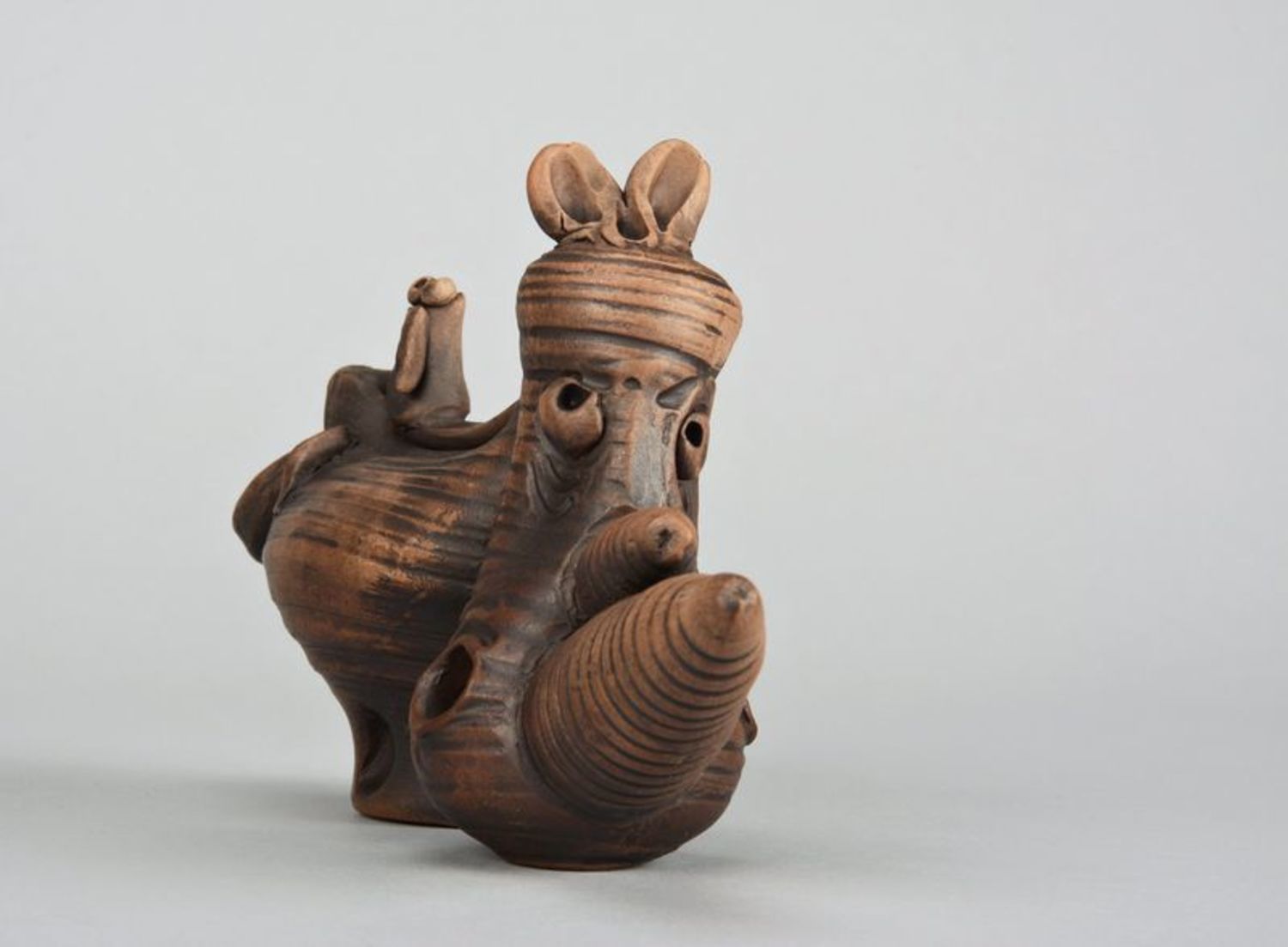 Statuetta rinoceronte in argilla fatta a mano figurina decorativa in ceramica 
 foto 4