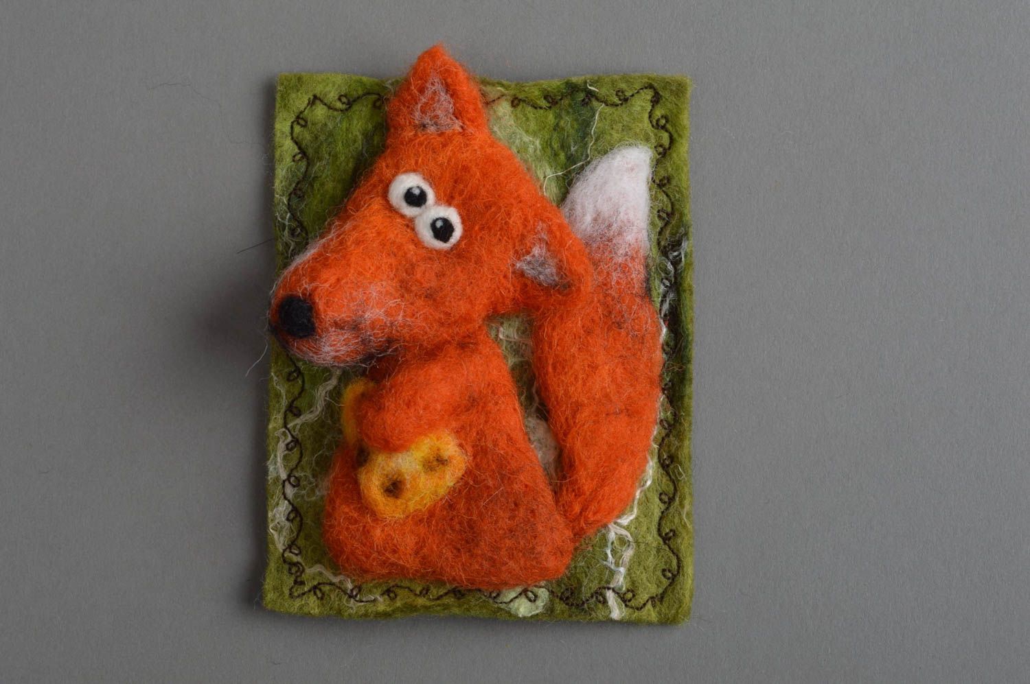 Unusual beautiful stylish cute handmade textile fridge magnet made of wool photo 3
