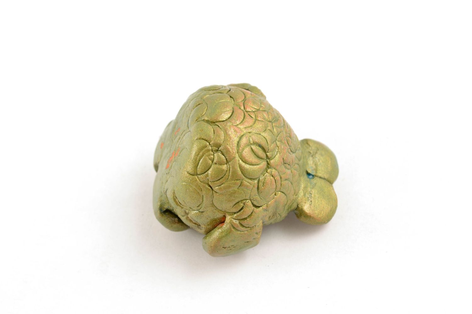 Figurine grenouille petite verte en argile faite main photo 5