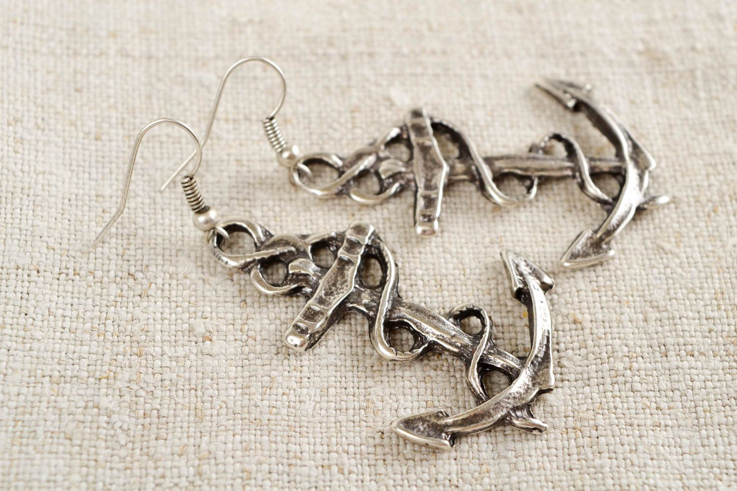 Ungewöhnliche lange Ohrhänger handmade Metall Schmuck Ohrringe für Damen schön foto 1