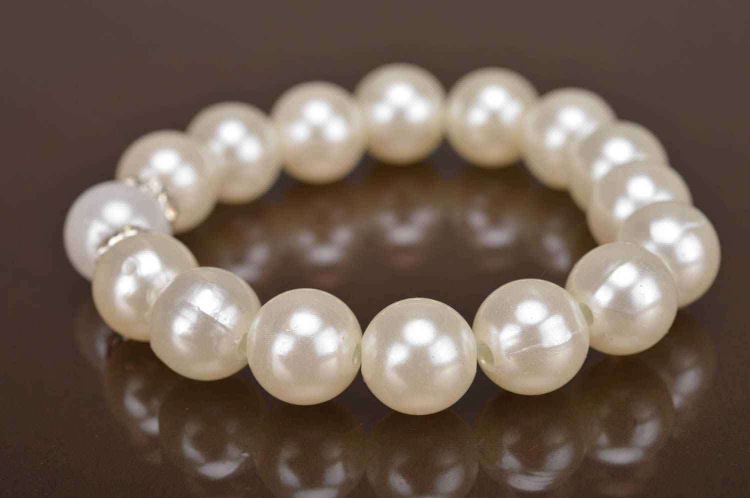 Bracelet with artificial pearls handmade beaded bracelet designer accessory photo 5