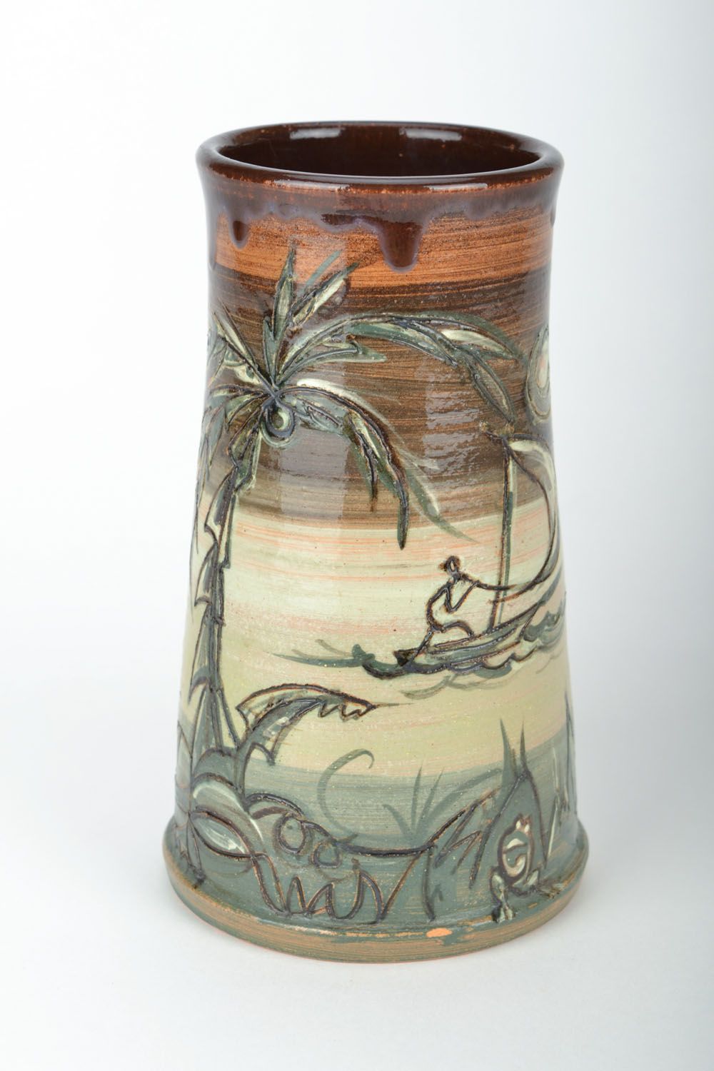 Vase décoratif en argile fait main photo 1