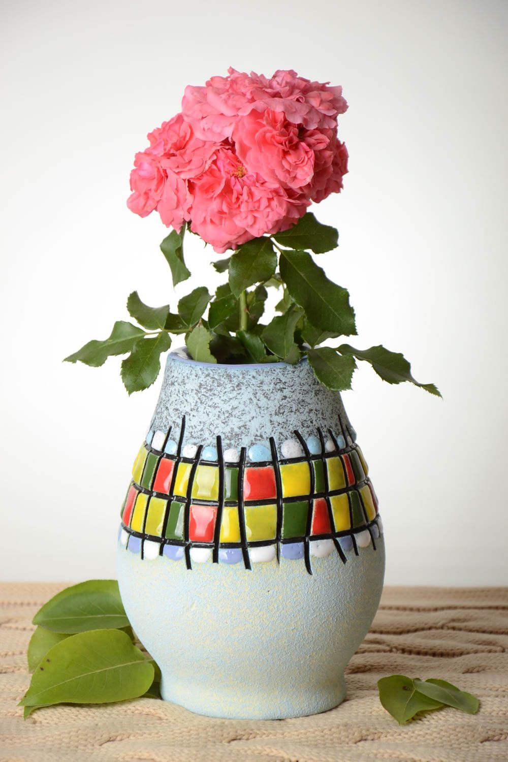 Vaso fiori fatto a mano in argilla vaso decorativo elementi decorativi
 foto 1