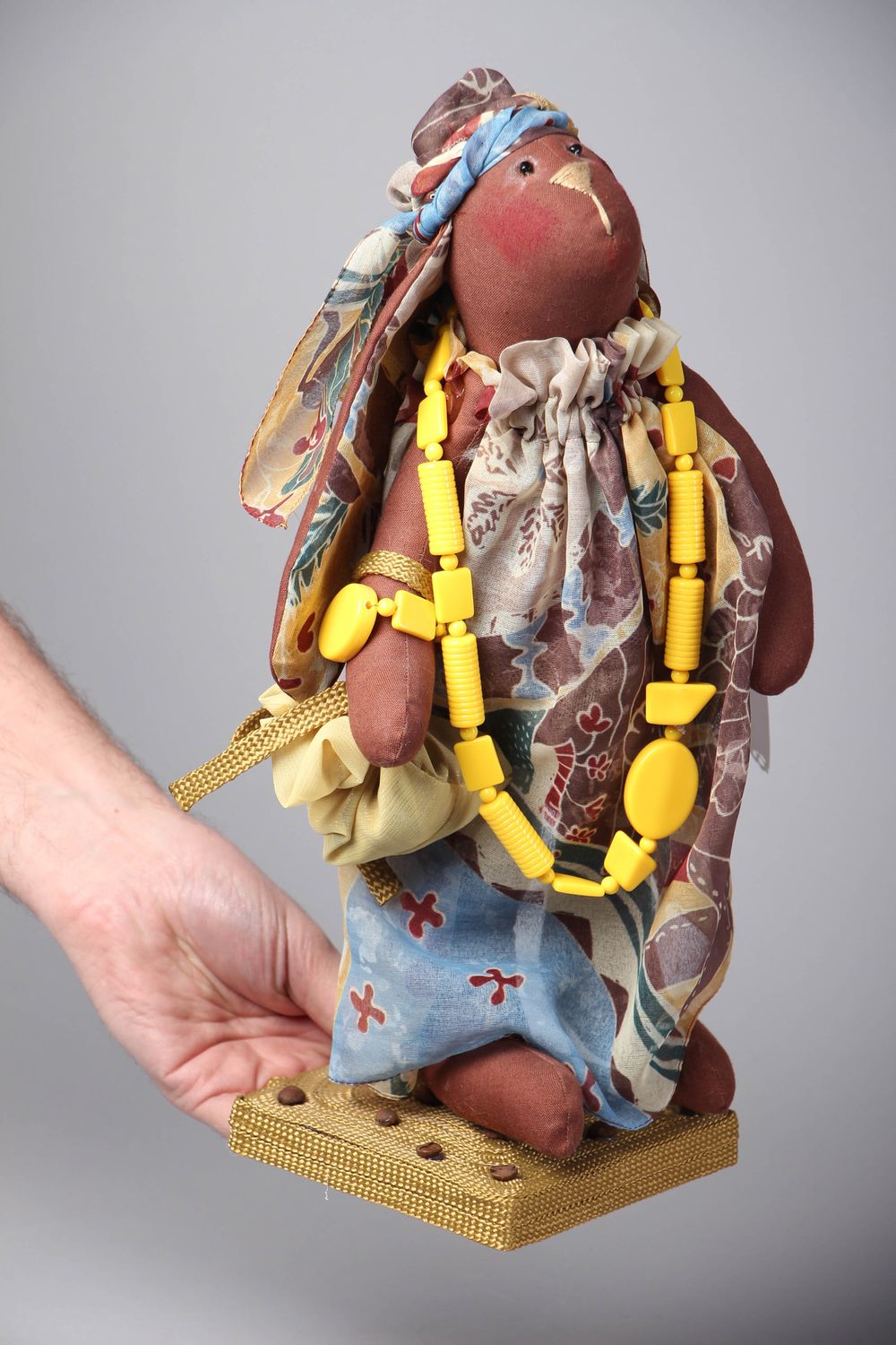 Авторская кукла из ткани ручной работы Зайка африканец фото 4