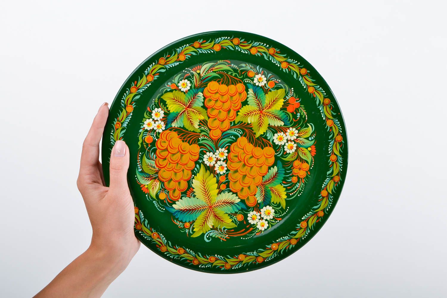 Стильный декор на стену хэнд мейд декоративная тарелка расписная посуда фото 2