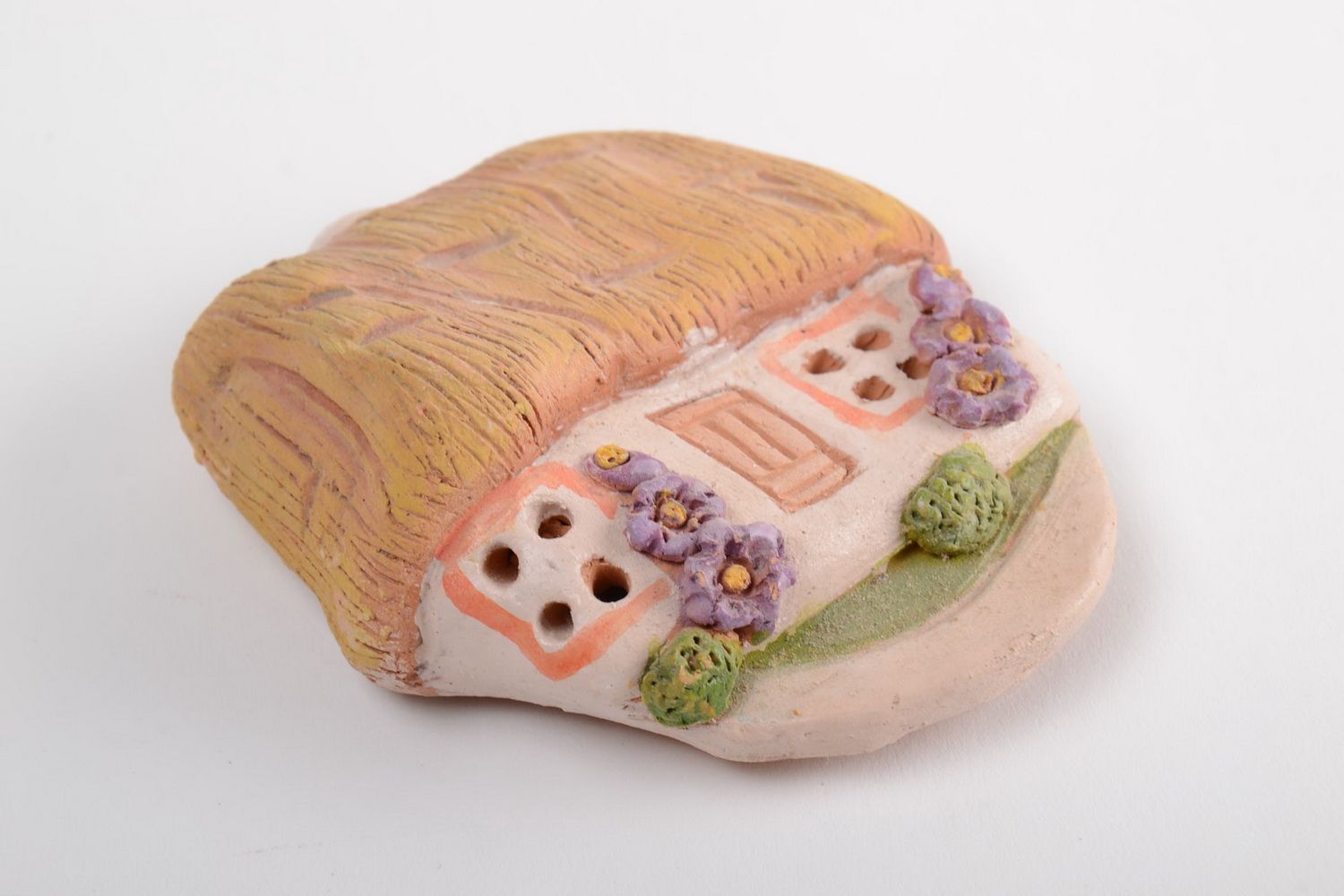 Keramik handgemachter Kühlschrank Magnet aus Ton einzigartig bemalt für Dekor  foto 2