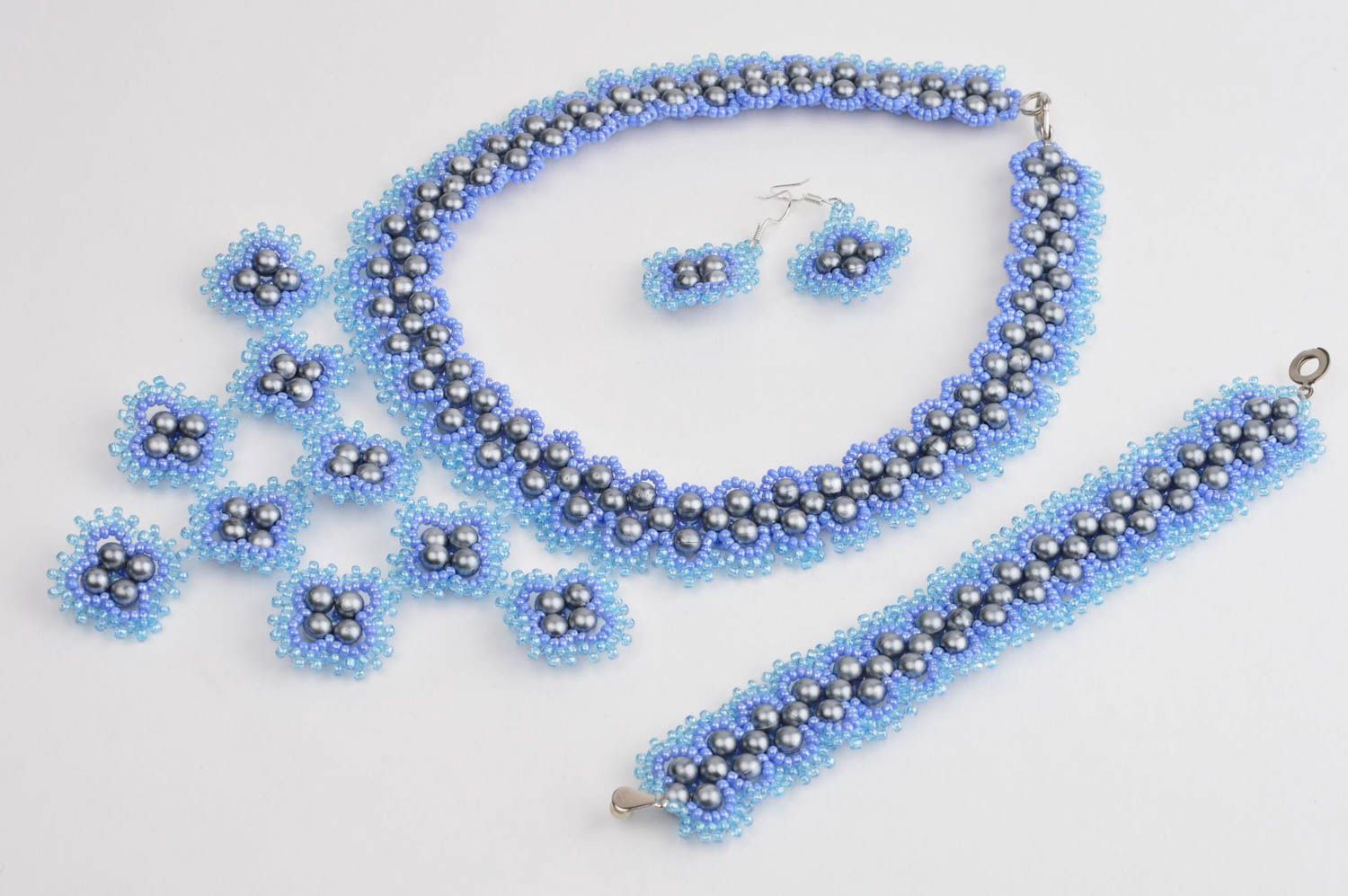 Beautiful handmade necklace designer beaded bracelet stylish earrings nice gift photo 3