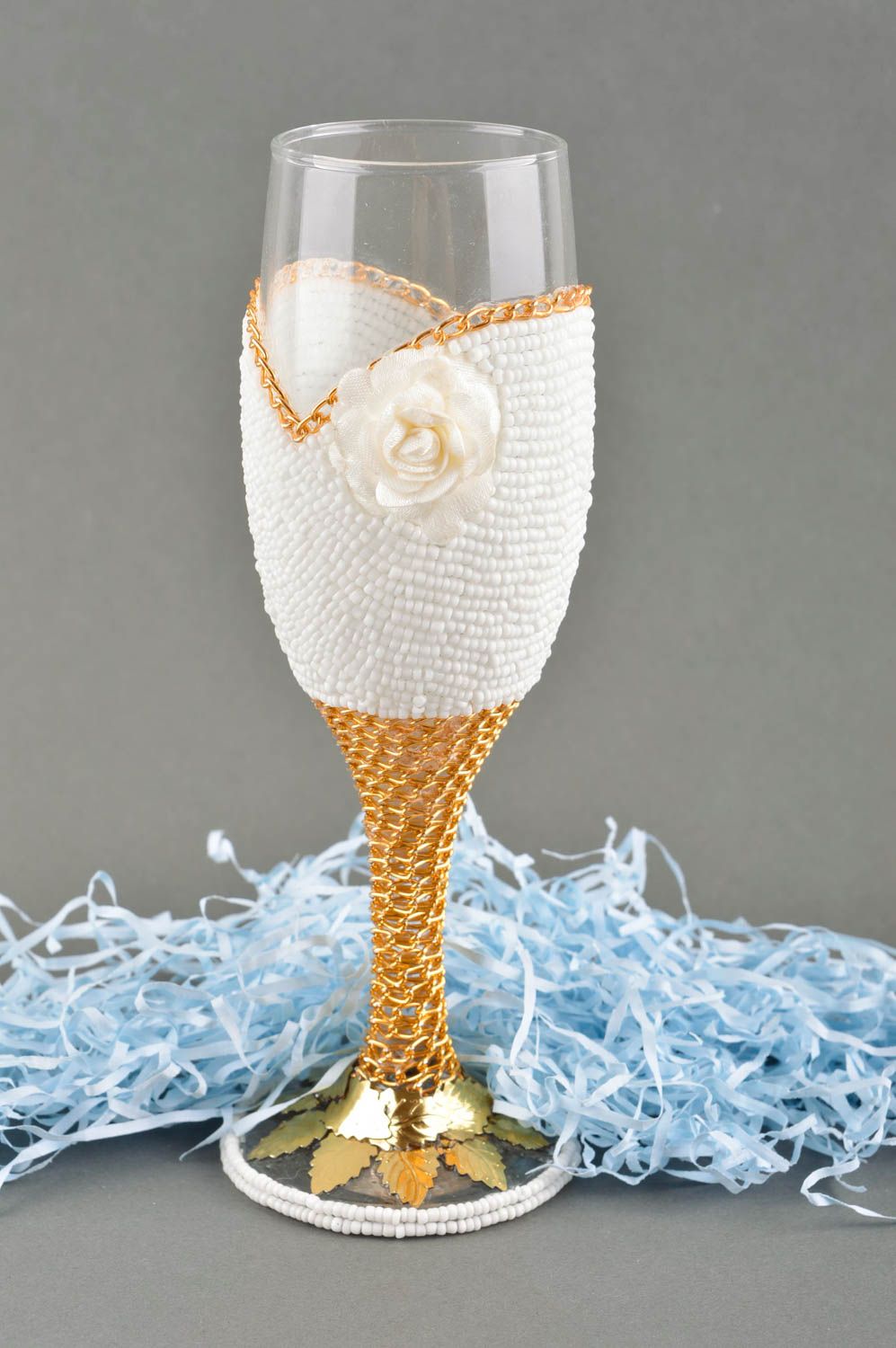 Свадебный бокал ручной работы красивый свадебный бокал фужер для шампанского фото 1